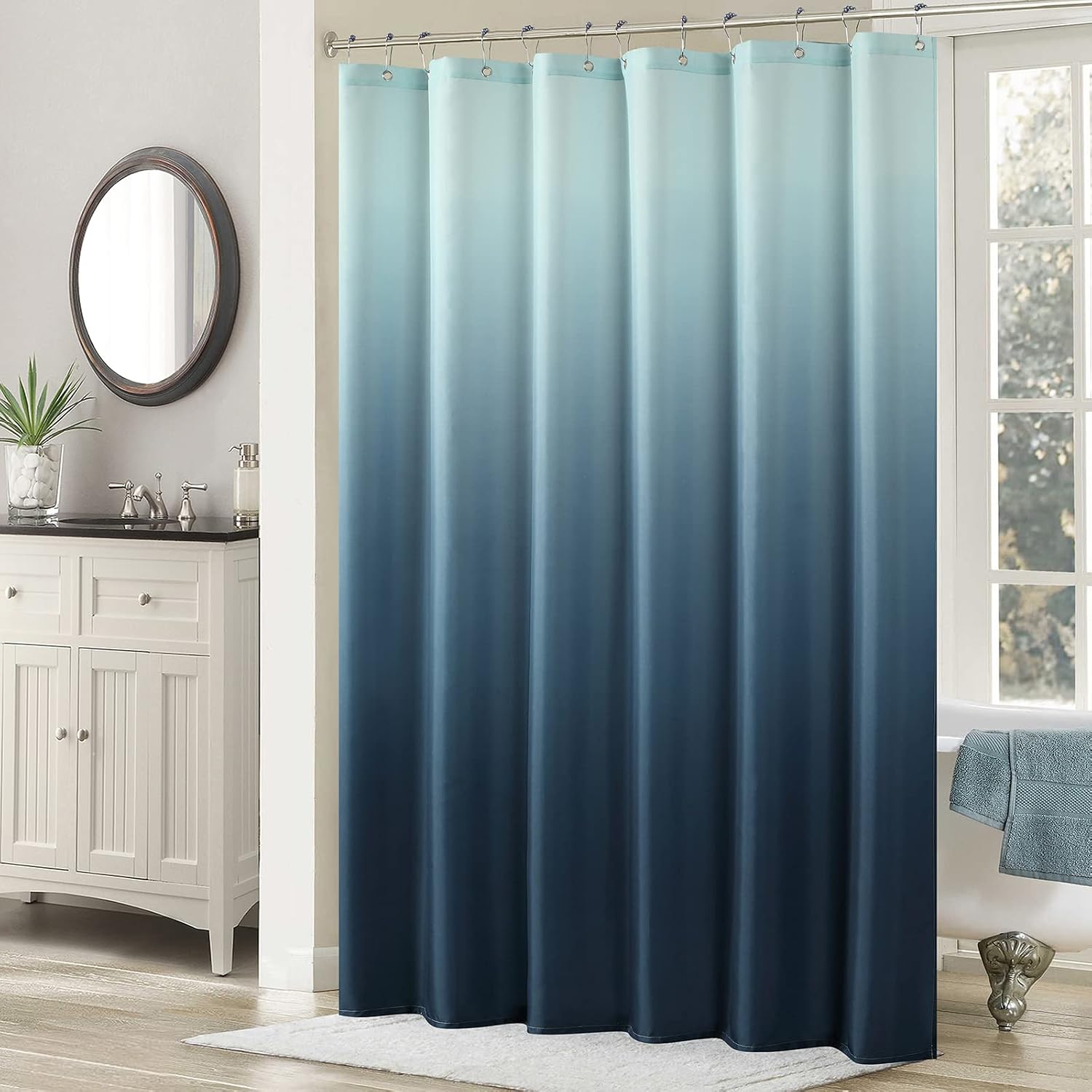 SD SDLIVING Ombre Blue Popular Shower Curtain,Fabric Shower Curtains for Bathroom,Contemporary Bathroom Curtains,Printed Waterproof Polyester Shower Curtain,54" W x 72" H
