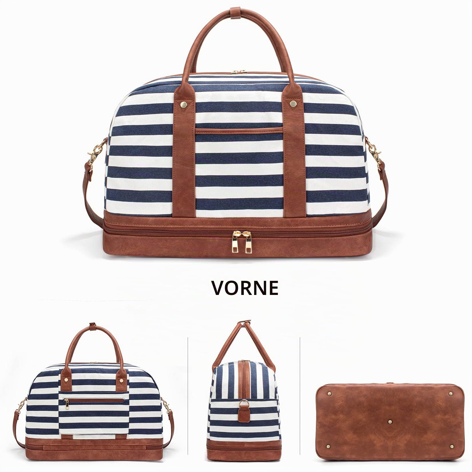 Weekender Tasche für Frauen aus Segeltuch, Übernachtungstasche, große Reisetasche, Handgepäck-Schultertasche, mit Schuhfach, perfekt für Reisen/täglichen Gebrauch/Geburtstagsgeschenk