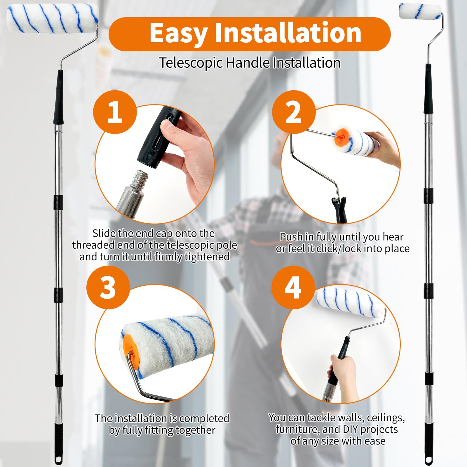 KEAGAN Set di rulli per pittura con manico esteso e staccabile