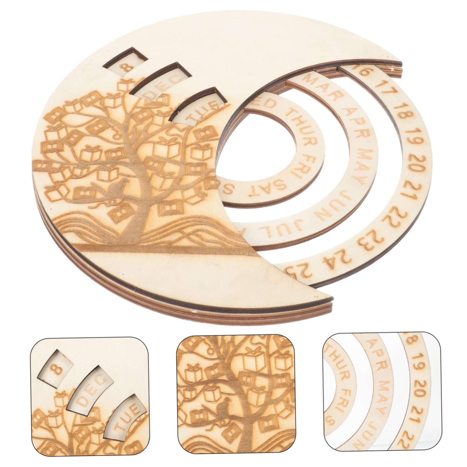 SEWACC 3stücke Moon Design Wandkalender Dekorativer Einstellbarer Mondkalender Für Schlafzimmer Und Büro Handgefertigtes Wandornament Datumsaktualisierung
