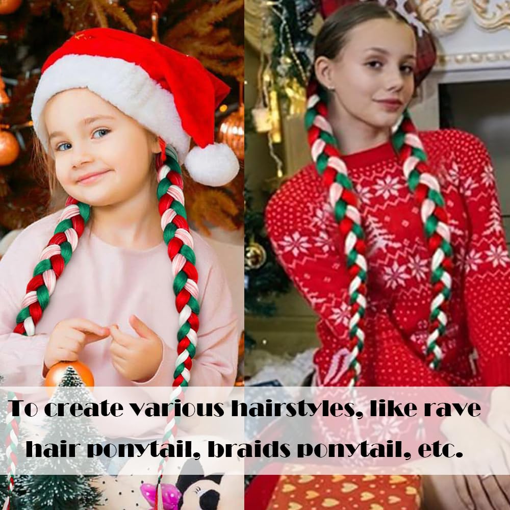 Red & White Braided Ponytail Hair Extension Amazon.com : 2 Pcs Red White Green Braid Ponytail Extension  main image 4