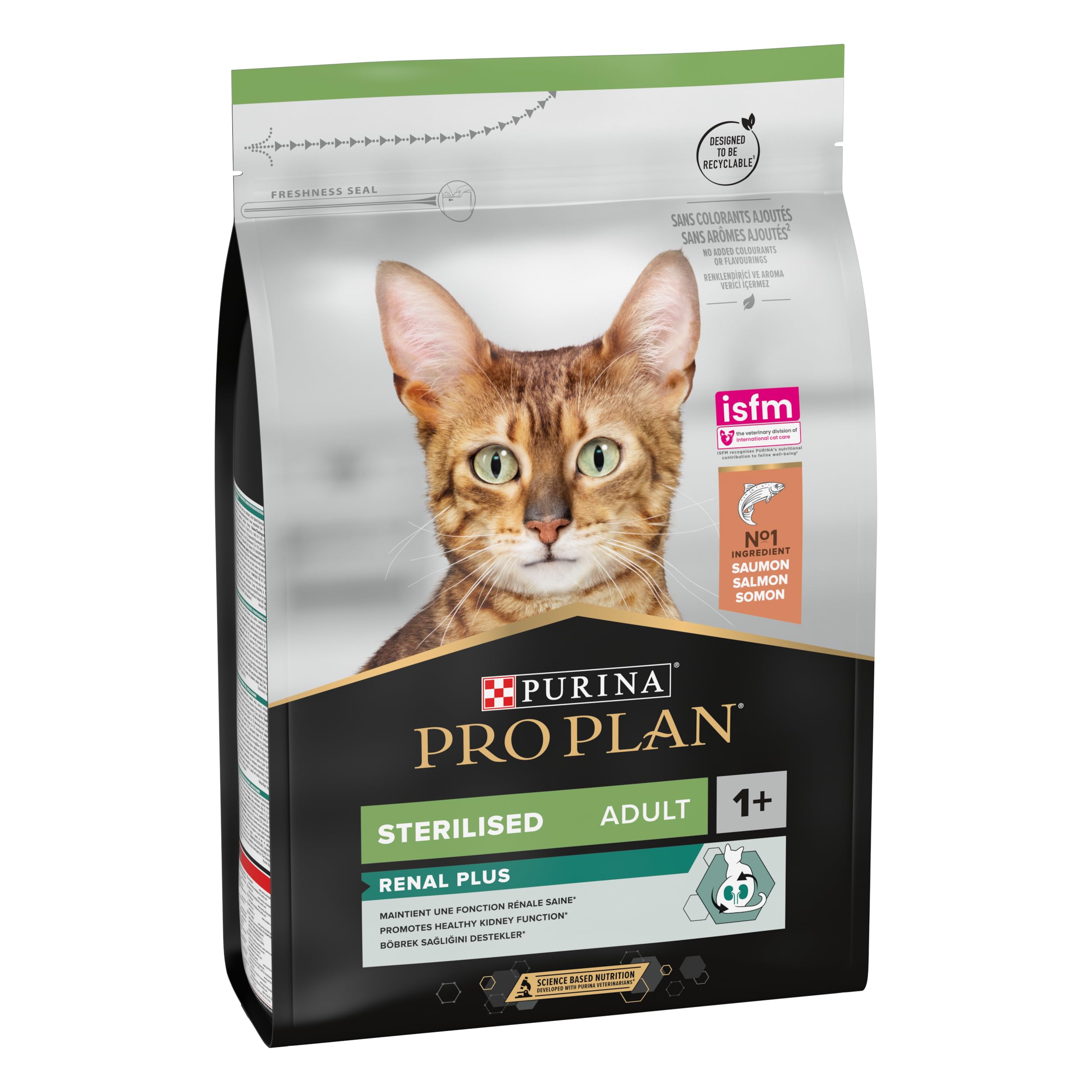 PURINA PRO PLAN | Renal Plus | Chat | Croquettes complètes pour Chat Adulte Stérilisé | Aide au maintien d'une fonction rénale saine et du système urinaire | au Saumon | Sac | 3Kg