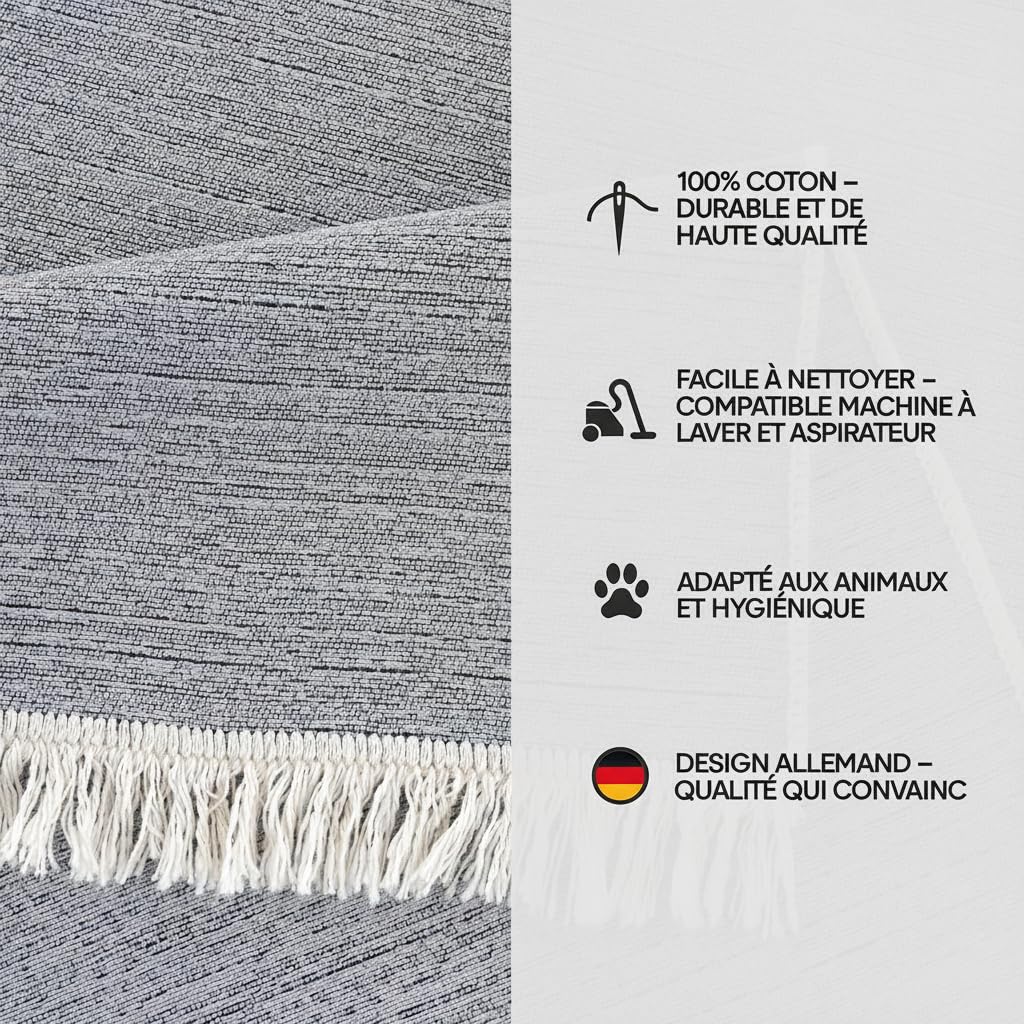 Jimri Tapis de Couloir - Tapis pour Salon, Chambre, Cuisine, Chambre d'enfant, Salle de Bain - Boho Kelim - Gris Clair, 80 x 150 cm