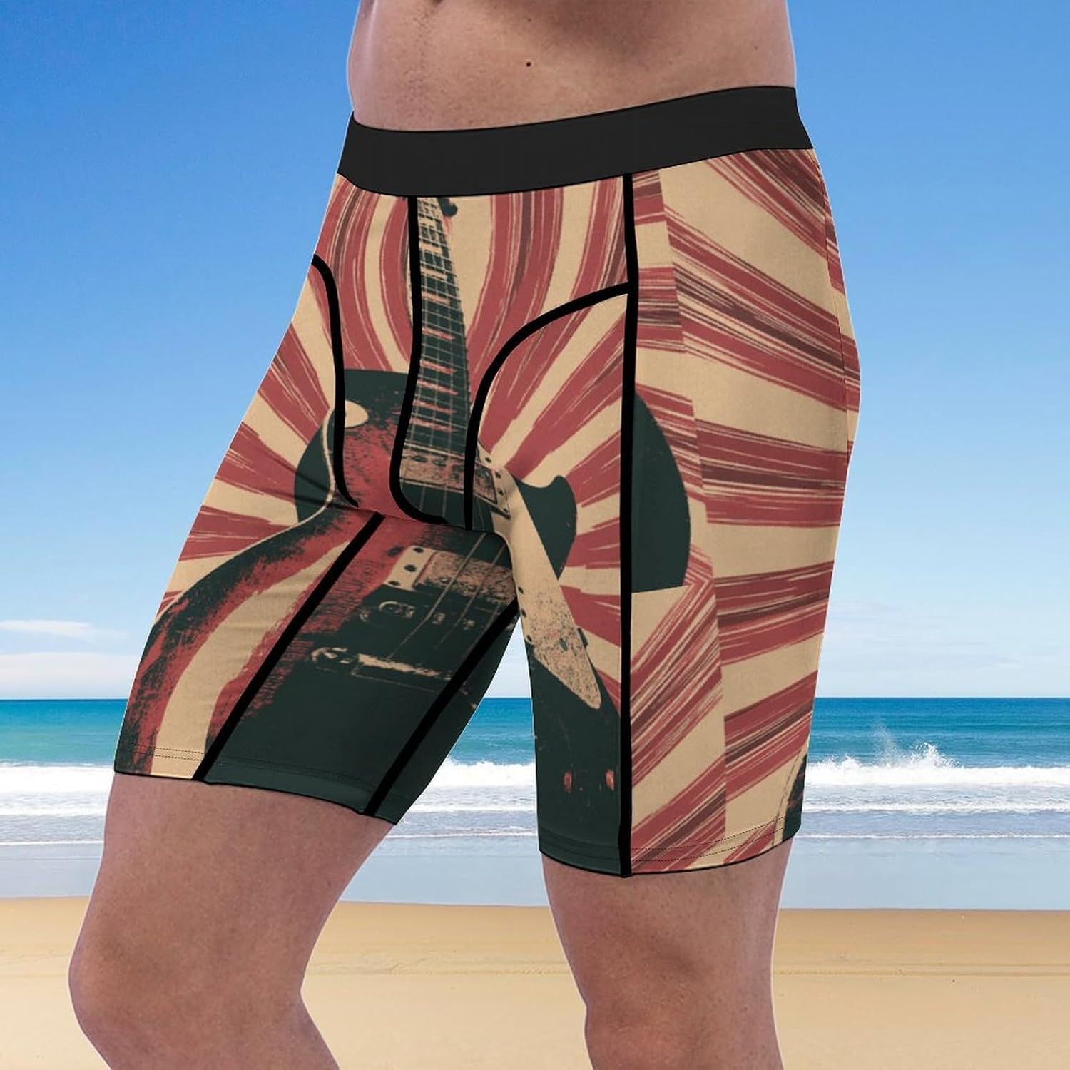 Vintage Guitar Soft Breathable Men Athletic Underwear Stretch Quick Dry Sport Boxer Briefs for Daily Workout Gym Wear