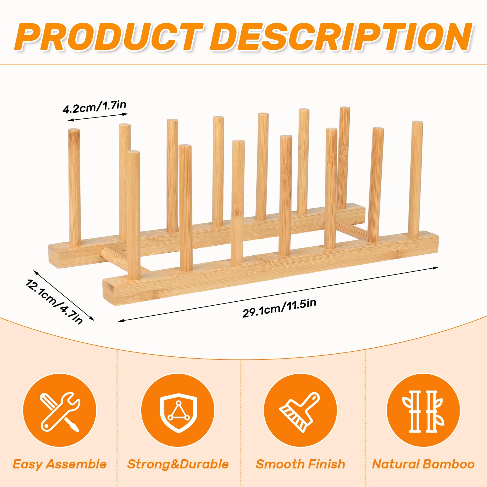 DEBETOOL Bamboo Wooden Dish Drying Rack, 3Pack Wooden Dish Racks Plate Stand Holder for Kitchen Cabinet - Multipurpose Dish Rack Plate Holder for Dish/Plate/Cup/Pot Lid/Cutting Board
