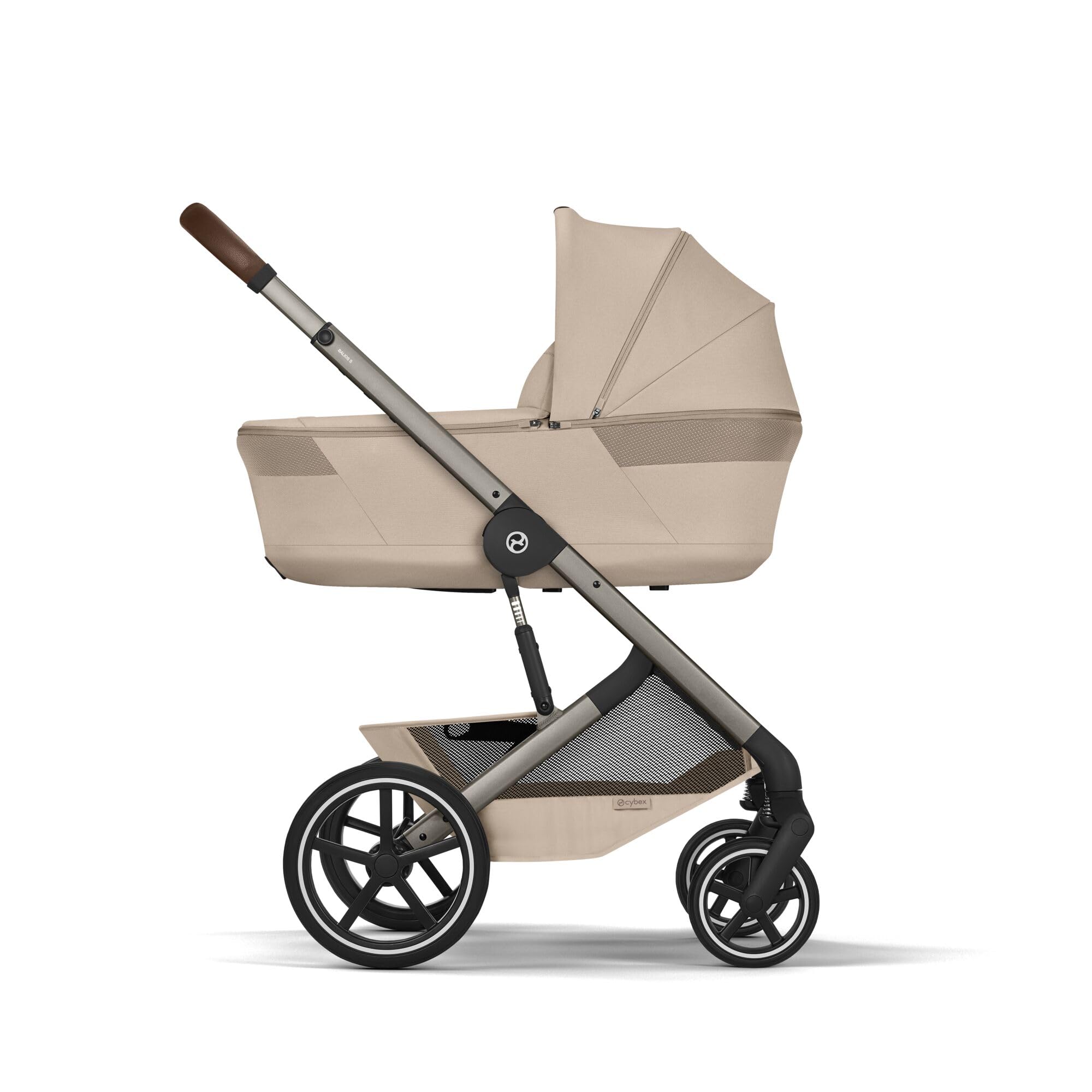 CYBEX Gold Wózek dziecięcy BALIOS S LUX i Fold Cot, Almond Beige | Od urodzenia do 4 lat, Maks. 22 kg, System podróżny, Kompaktowe składanie, System pasów obsługiwany jedną ręką, Koła terenowe