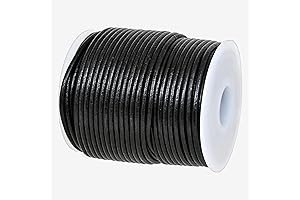 Genuine Round Black Leather String Cord for Jewelry Crafting