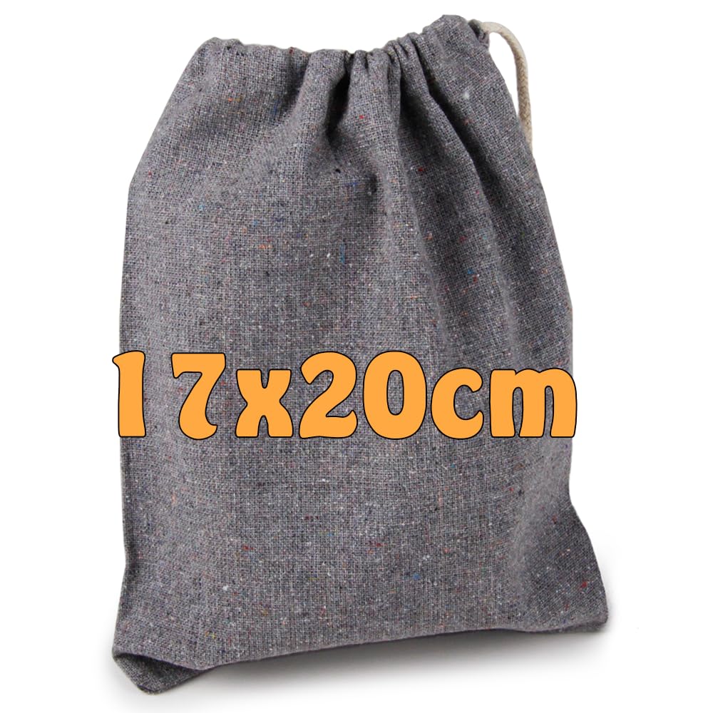 Cottonbagjoe 10 Beutel aus recycelter Baumwolle | 17 x 20 cm | Stoffbeutel mit Kordelzug | Adventskalendersäckchen | Lunchsack Kosmetikbeutel (100)