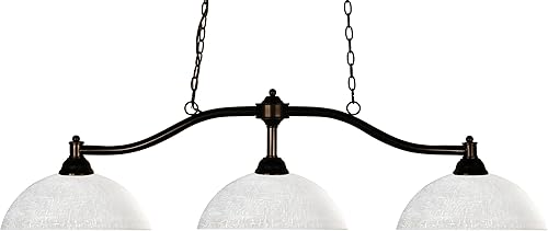 Z-Lite 147BRZ-DWL14 Chance Three Light Billar, marco de acero, acabado bronce y sombra de lino blanco de material de vidrio