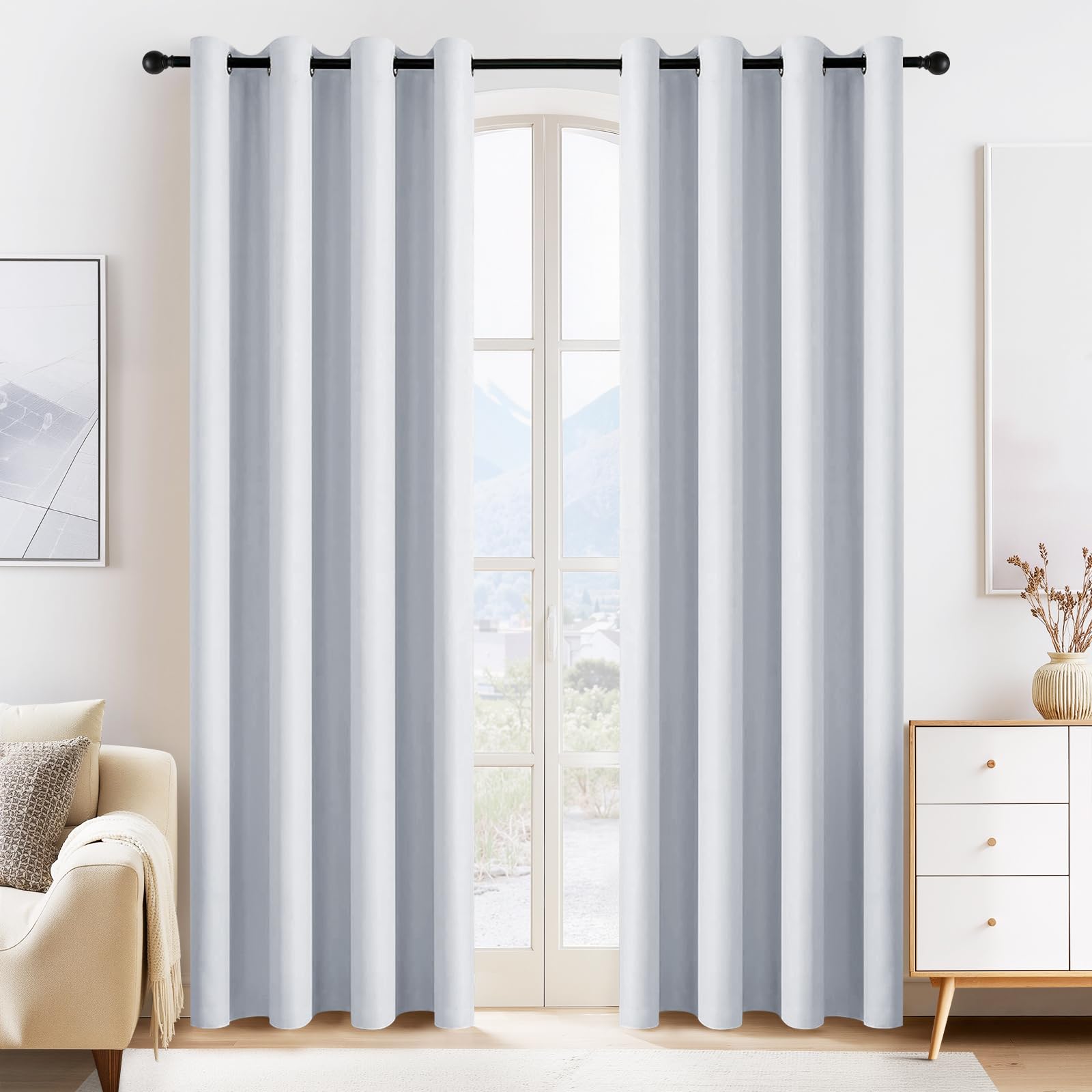 PONY DANCE Room Darkening Curtains for Bedroom, W 55 x L 80 inch