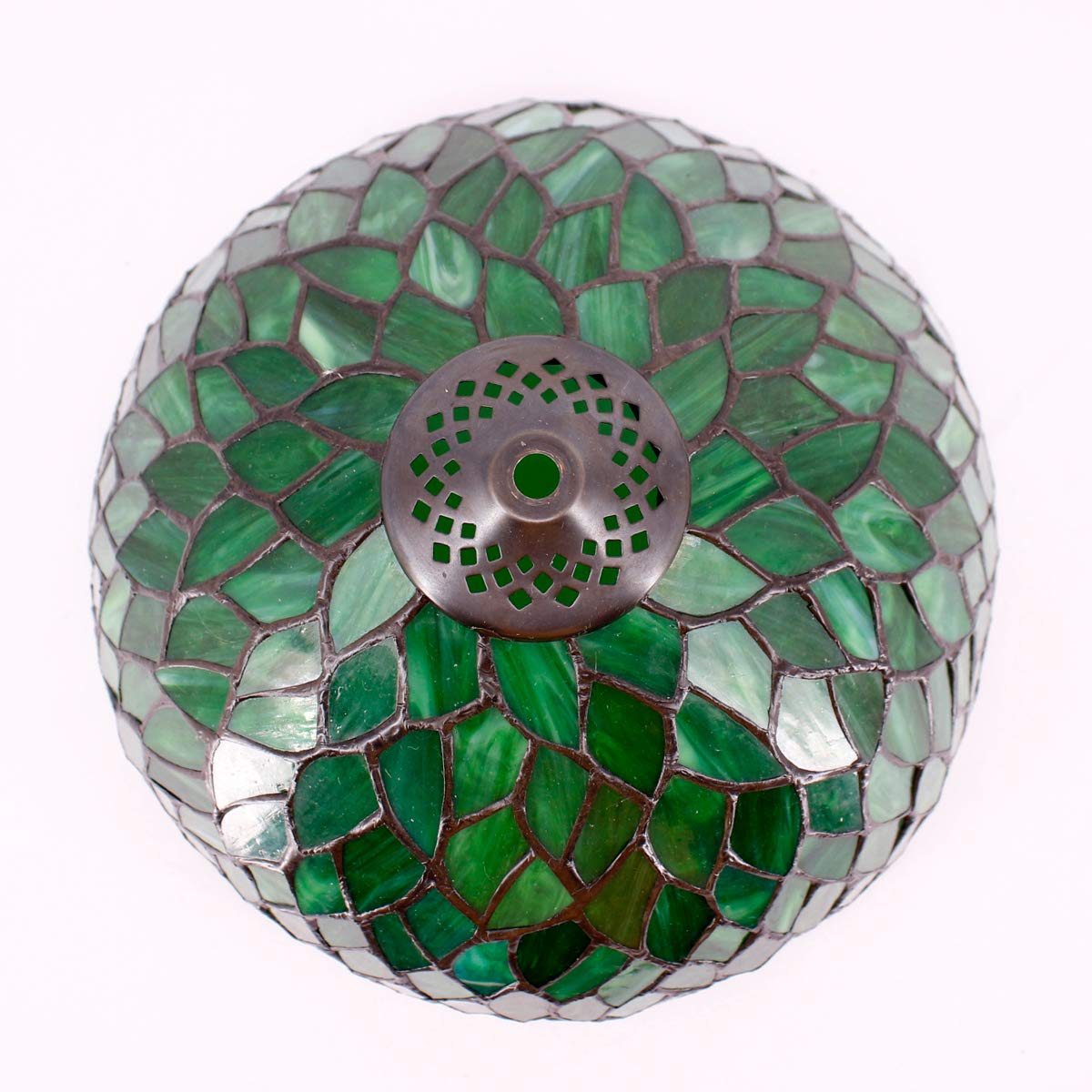 Tiffany - Pantalla de repuesto de 12 x 6 pulgadas, pantalla de cristal de color verde con vitral, solo con tapa para lámpara de mesa, lámpara colgante de techo (parte no incluida), serie 5