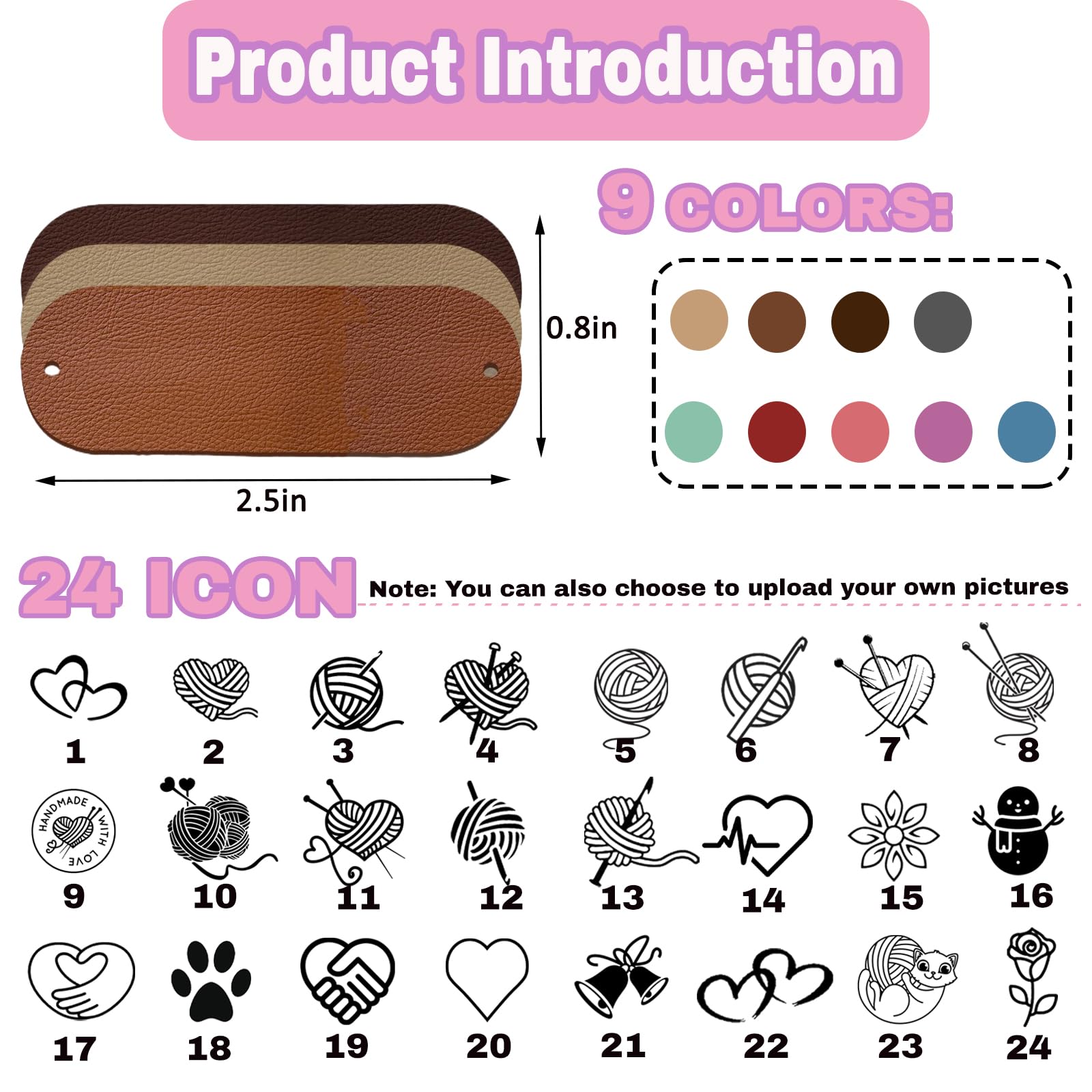 Etichette Personalizzate Con Scritta 70 Etichette In Pelle PU Per Cucito - 5 Colori Per Personalizzare Creazioni Etichette Per Vestiti - Foto 10