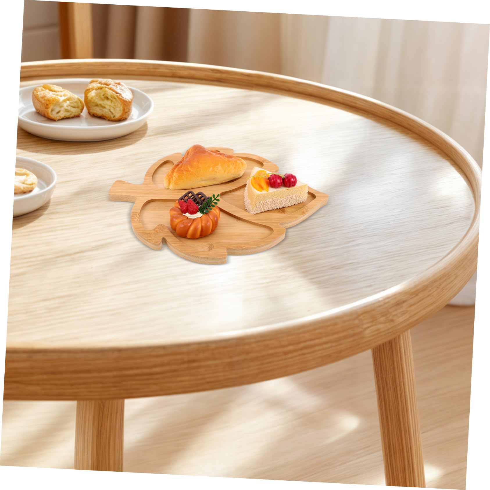 VOSAREA Plat de Service en Bois de Feuille, Compartimenté, pour Fruits