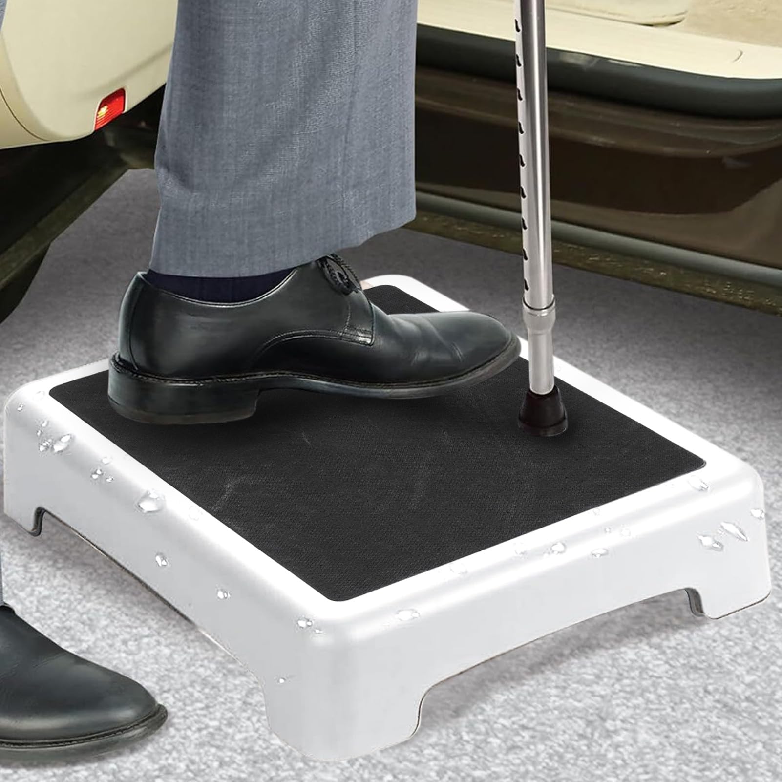 Fyearfly Taburete para ducha de baño, plataforma antideslizante, elevador portátil con alfombrilla antideslizante para baño, bañera y coche