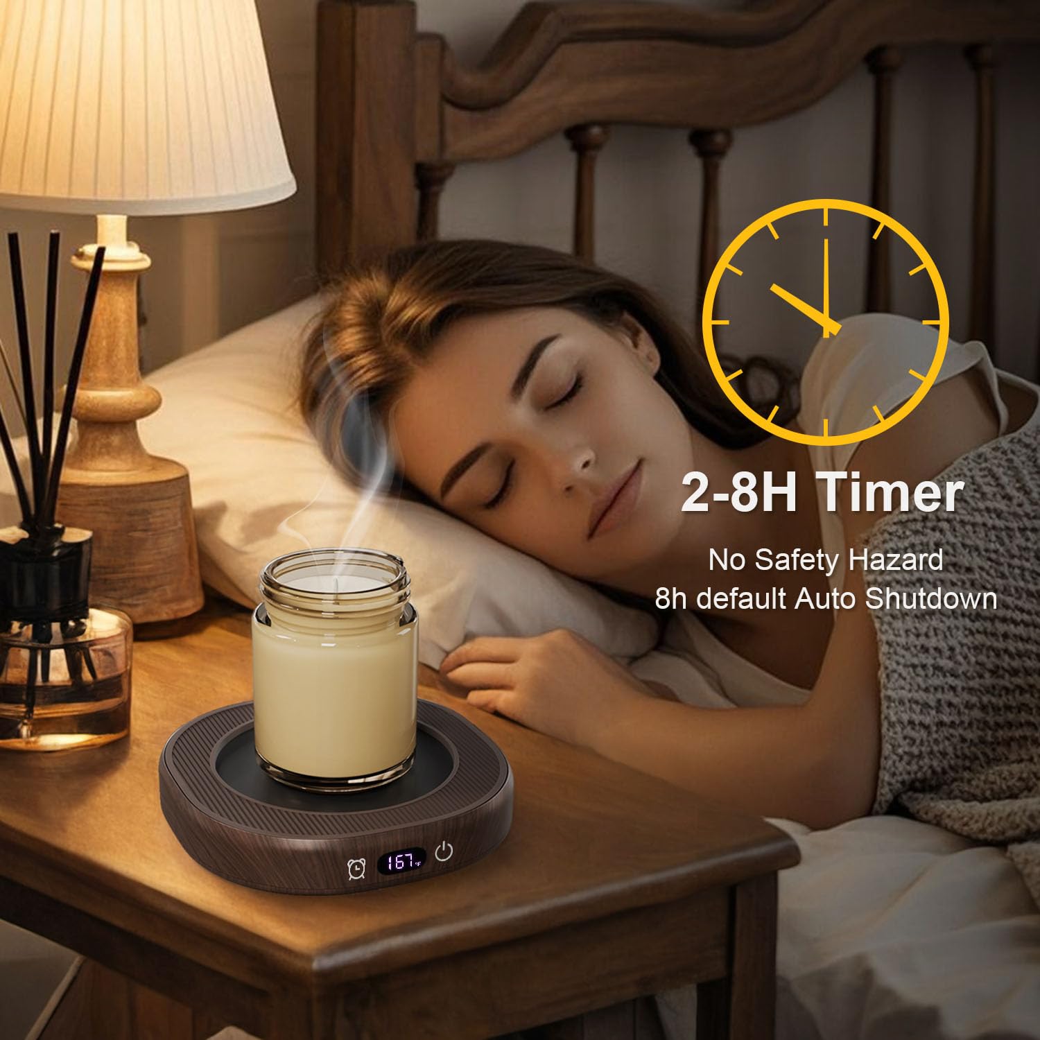 Juego de calentador de tazas de café y tazas para escritorio, calentador eléctrico inteligente de apagado automático para oficina y hogar, 4 ajustes de temperatura, taza de calefacción de café
