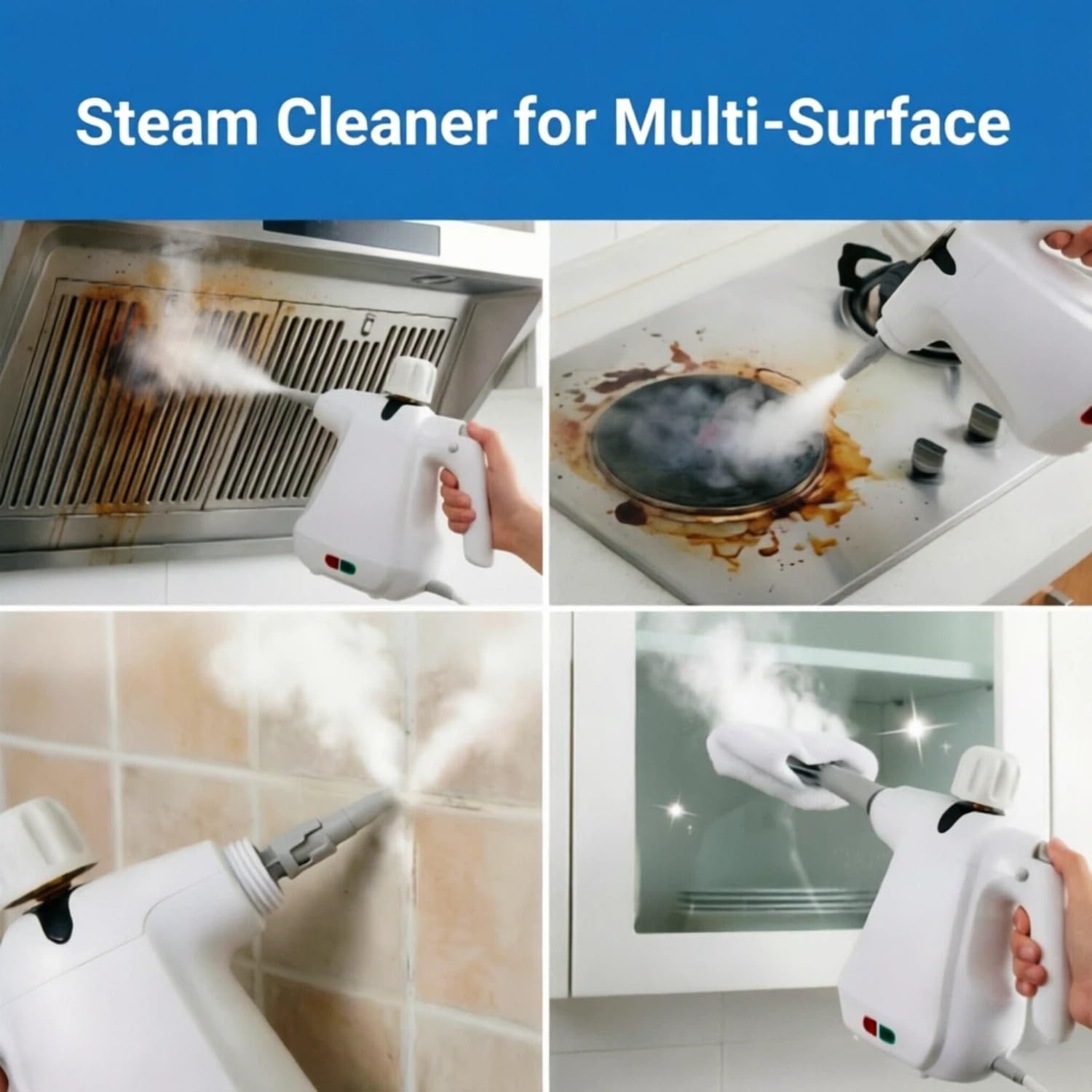 Steam Cleaners, Handheld Steam Cleaner for Home, 350ml Large Capacity Steam Cleaner with 11 Accessories, Auto Continuous Steam & Safety Lock, Multi-Purpose for Kitchen Grease, Bathroom Grout