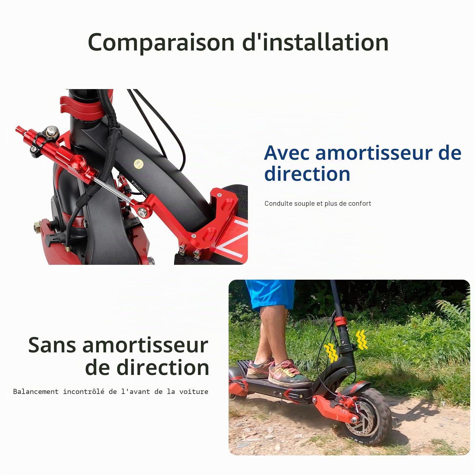 ulip Support de Montage d'amortisseur de Direction pour Speedual Zero 10X Scooter Steering Stabilizer Damper Mounting Bracket Kit