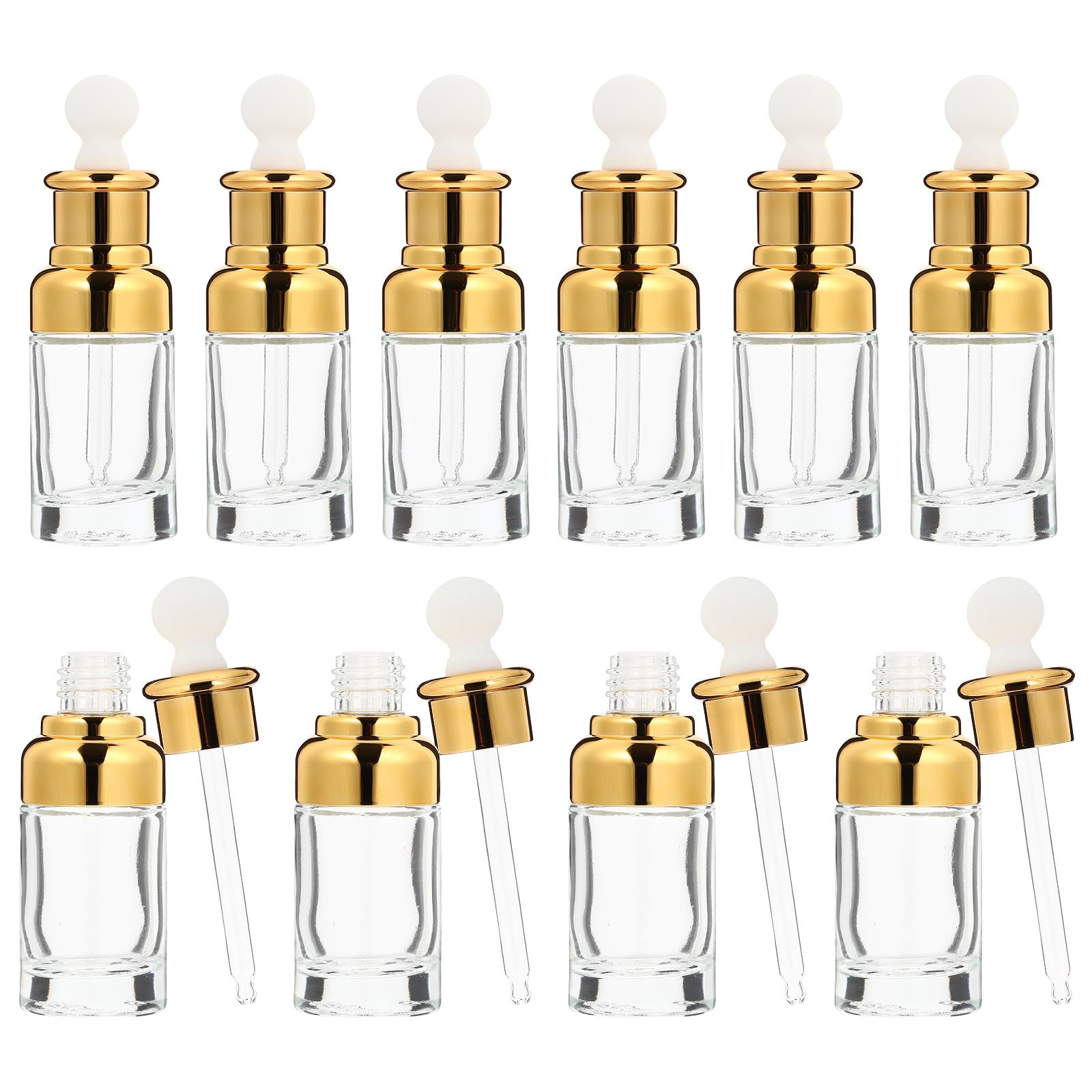 Lot de 10 Flacons Compte-gouttes en Verre 50ml Doré, Matériau Synthétique, Portable et Anti-gaspillage, pour Voyage