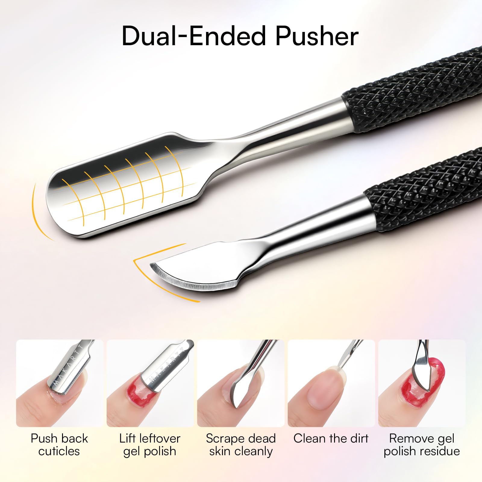 Makartt Nagelhautschieber und -zange – 2-teiliges Nagelhautentferner-Set, professioneller Edelstahl-Trimmer für Finger- und Zehennägel, Maniküre- und Pediküre-Werkzeug