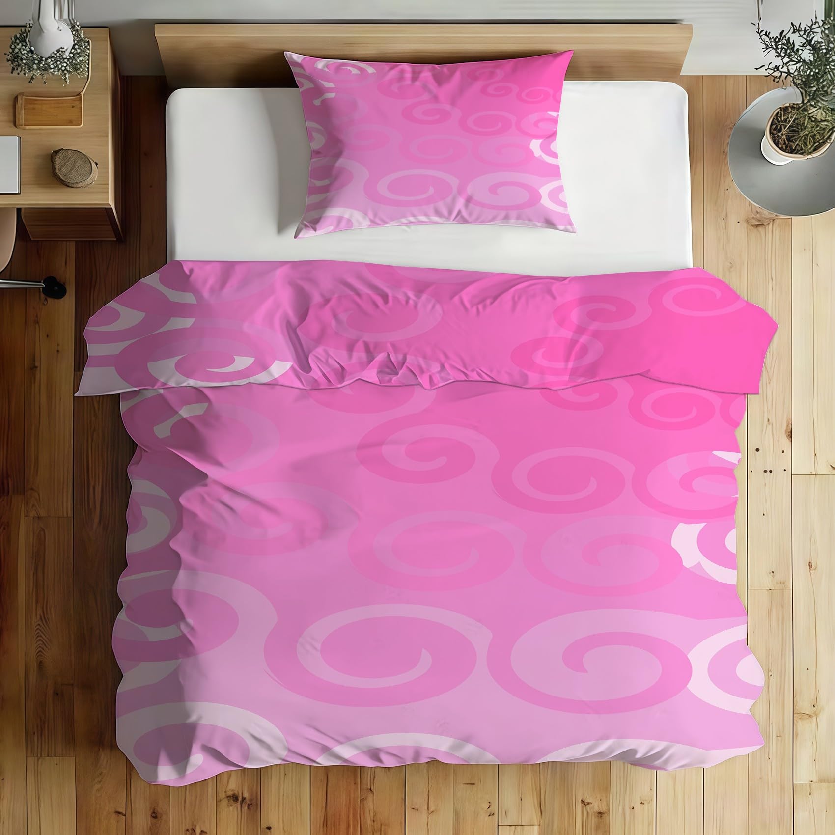 Funda Nordica Cama 90 Infantil Rizado Ropa de Cama Rosa y Morado Microfibra Suave y Cómoda con Cremallera Funda Edredon 150x200-2 Fundas Almohada 50x75 QB14