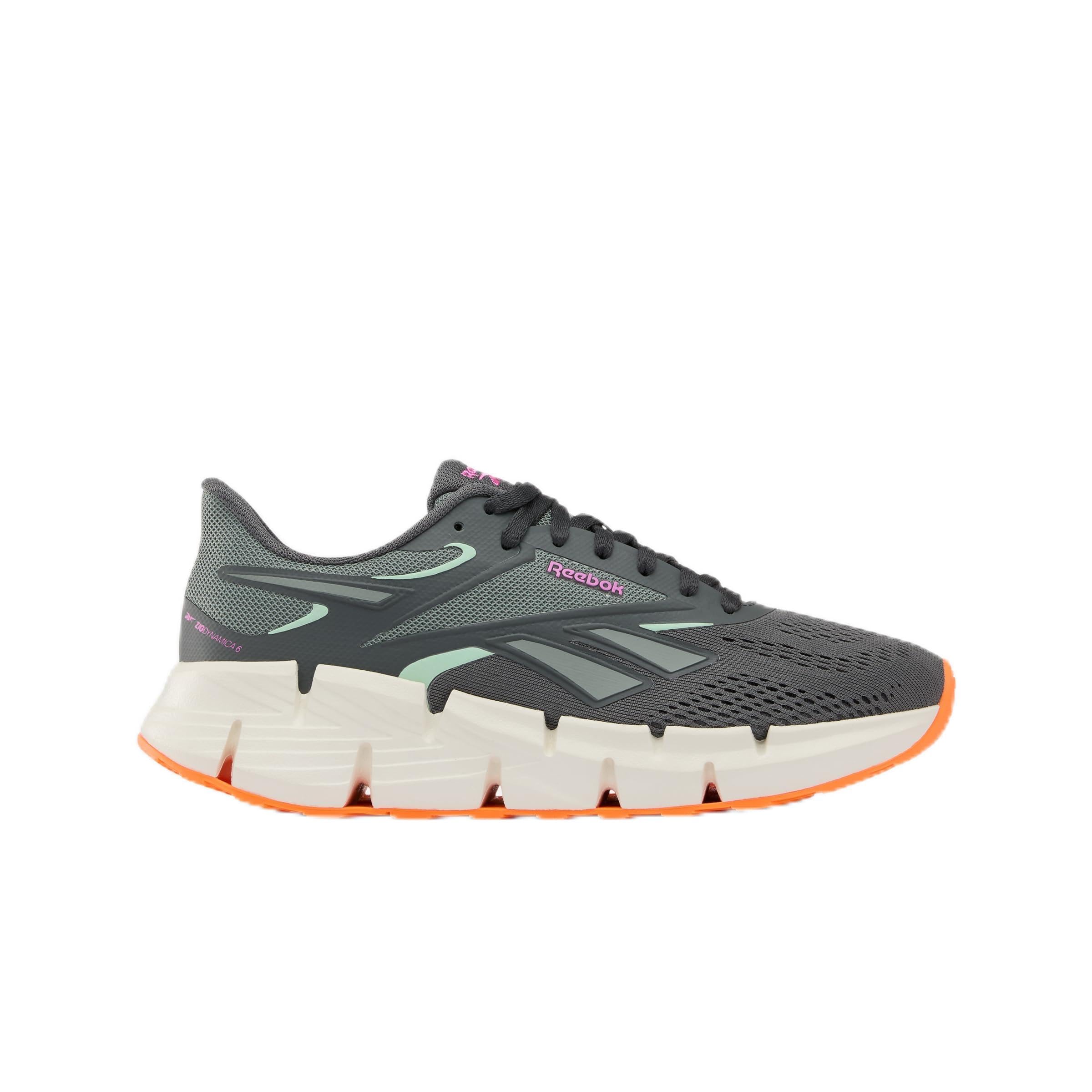 Reebok Women's Zig DYNAMICA 6 Trainers, Grey/Virtual Pink/Atomic Tangerine, 37.5 EU