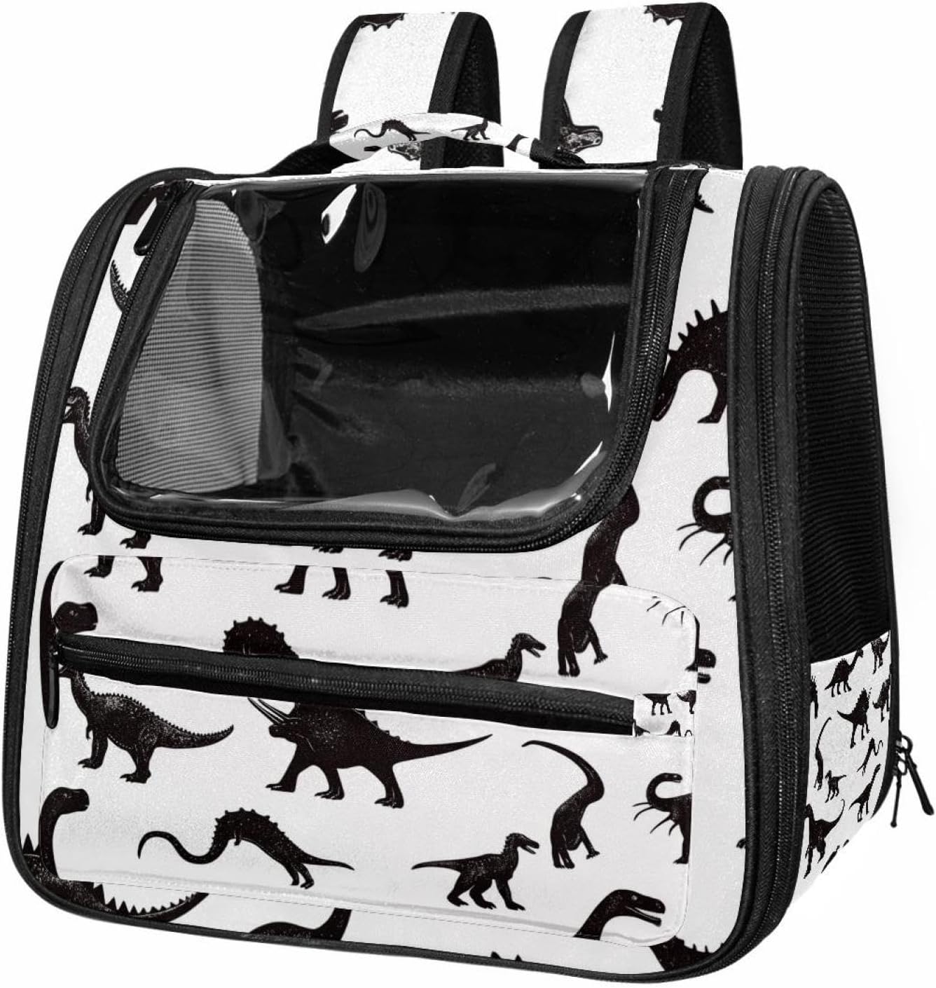 Portable Travel pet Backpack Carrier Hamster Bag Small Dog cat Carrier Breathable Hang Bag, Dinosaur Silhouette (27)