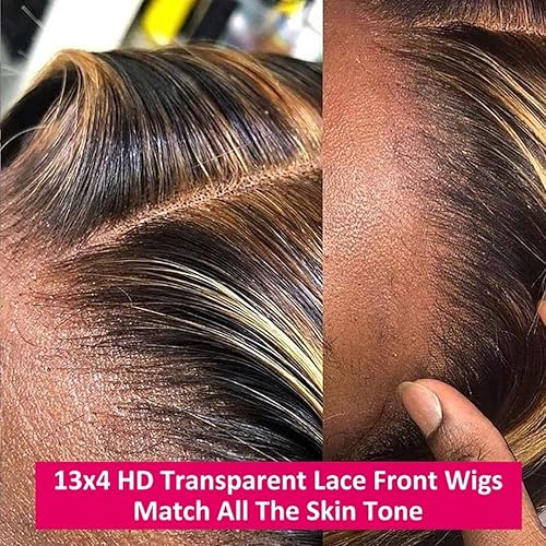 Miniatura 5 de Peluca de encaje frontal transparente HD de 13 x 4 con reflejos ombré para mujer, color P427, rubio miel, peluca frontal rizada profunda, densidad