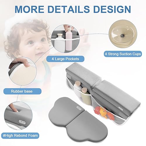 Miniatura 5 de Roslim Juego de rodilleras y coderas de baño, paquete de tapetes de baño suaves de secado rápido, almohadillas de espuma antideslizantes y duraderas