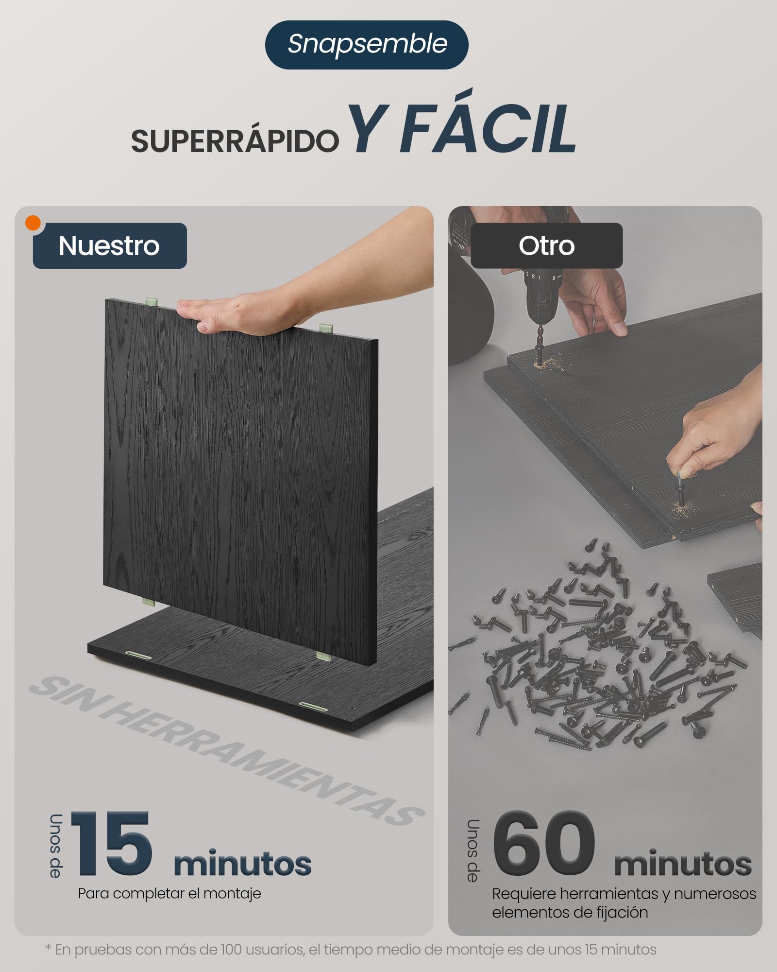 SONGMICS Home Aparador, Montaje Súper Rápido Sin Herramientas Toolless, Mueble de TV con Iluminación y Estante de Cristal, Aparador, Nogal Natural y Negro Ébano BBK372B01