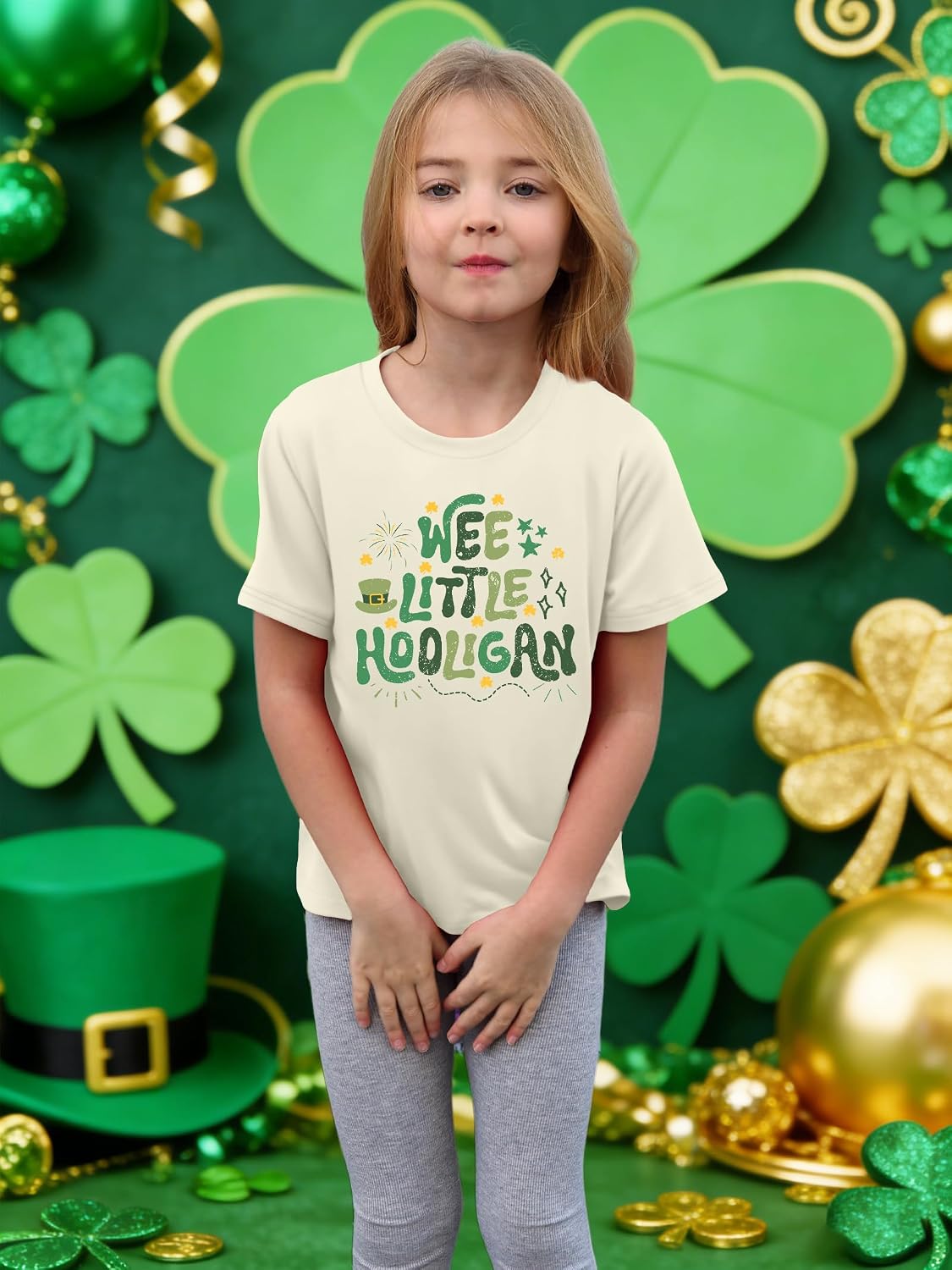 Kids St Patrick's Day Shirts Girls Irish Clover Print T Shirt Paddy's Day Shirt Shamrock Short Sleeve Tops 5-14y