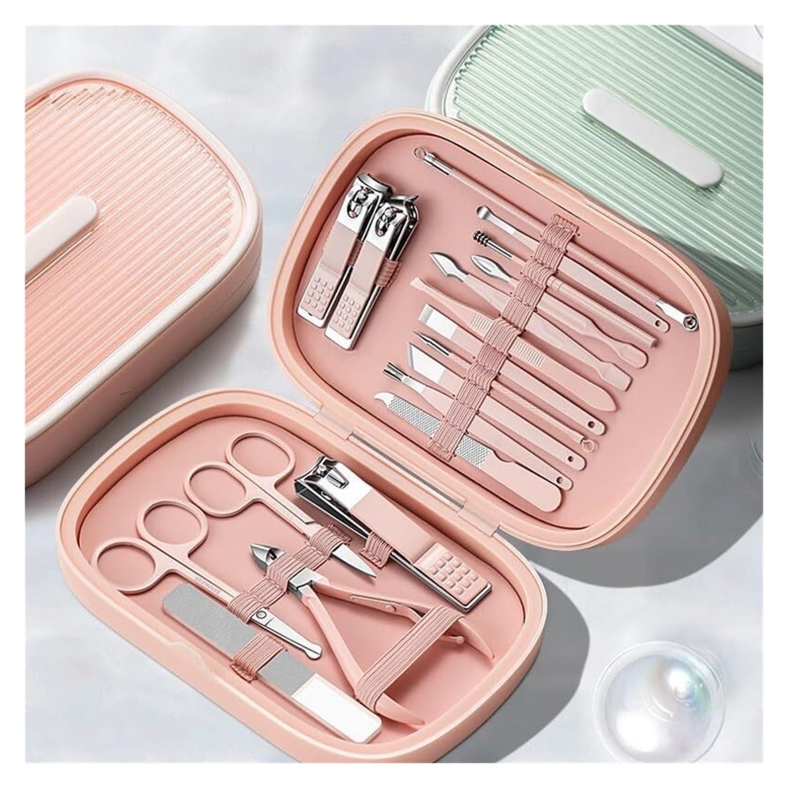 Kit de manicura y pedicura con cortaúñas de Acero Inoxidable para Mujer y Hombre (Rojo Claro)