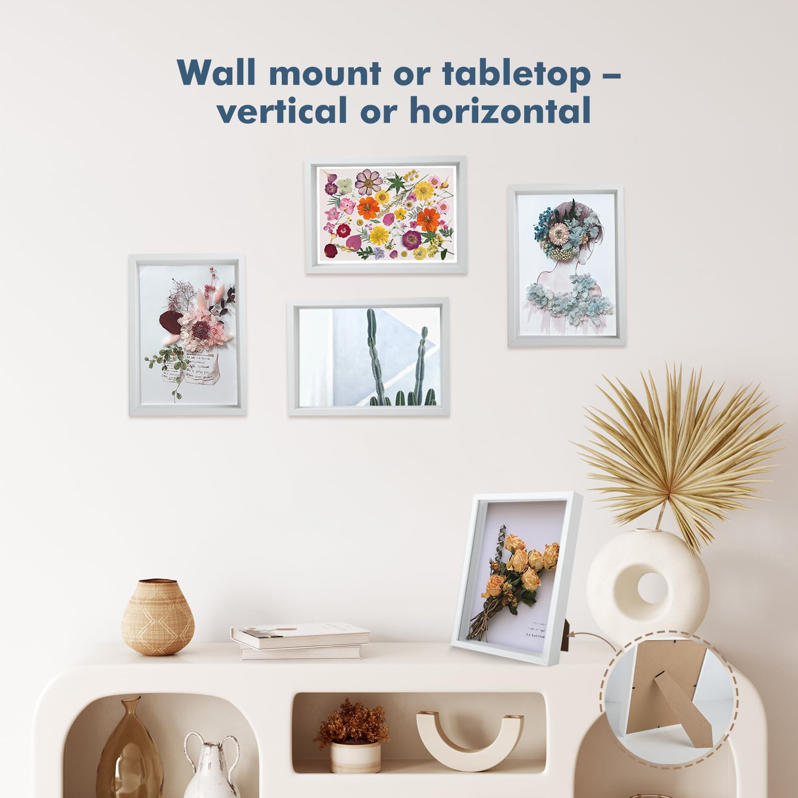 Cornice 3D Fai Da Te Intcwkan 20x29 Cm (A4) Con Plexiglas – Riempibile Con Foto, Fiori Secchi, Medaglie – Bianca, Da Tavolo O Parete - 3