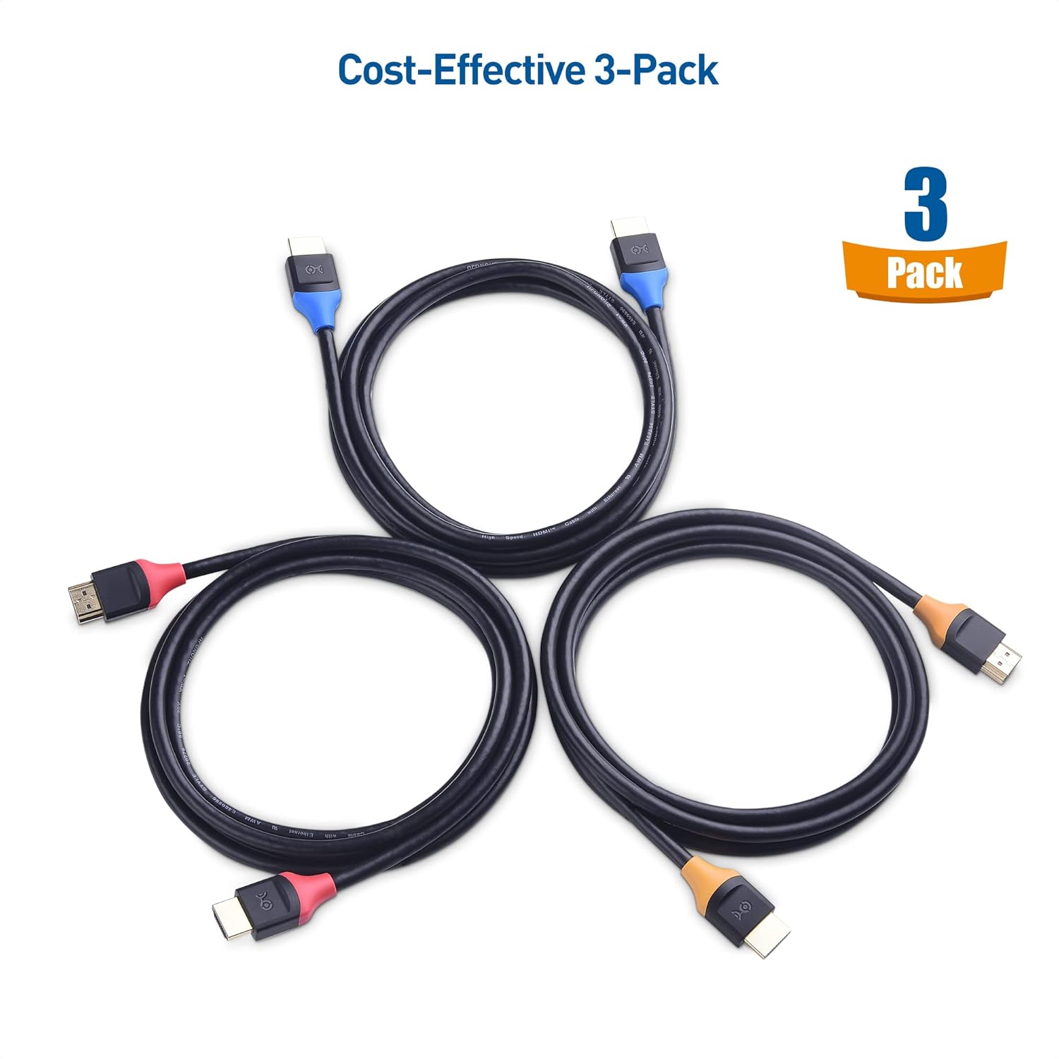 Cable Matters 3-Pack High Speed HDMI to HDMI Cable 0.9m, HDMI Cord with HDR, 4K 60Hz, 2K 144Hz Support