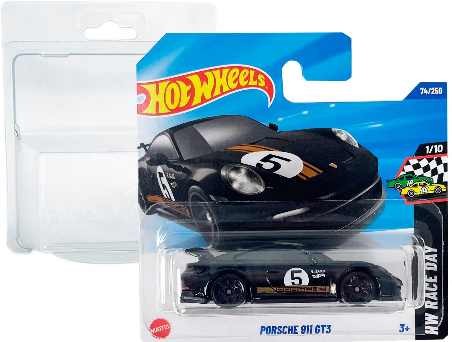 Hot Wheels Porsche 911 GT3 HW: Race Day 1/10 (74/250) HYX17 Short Card 2025 + Protector Short Card