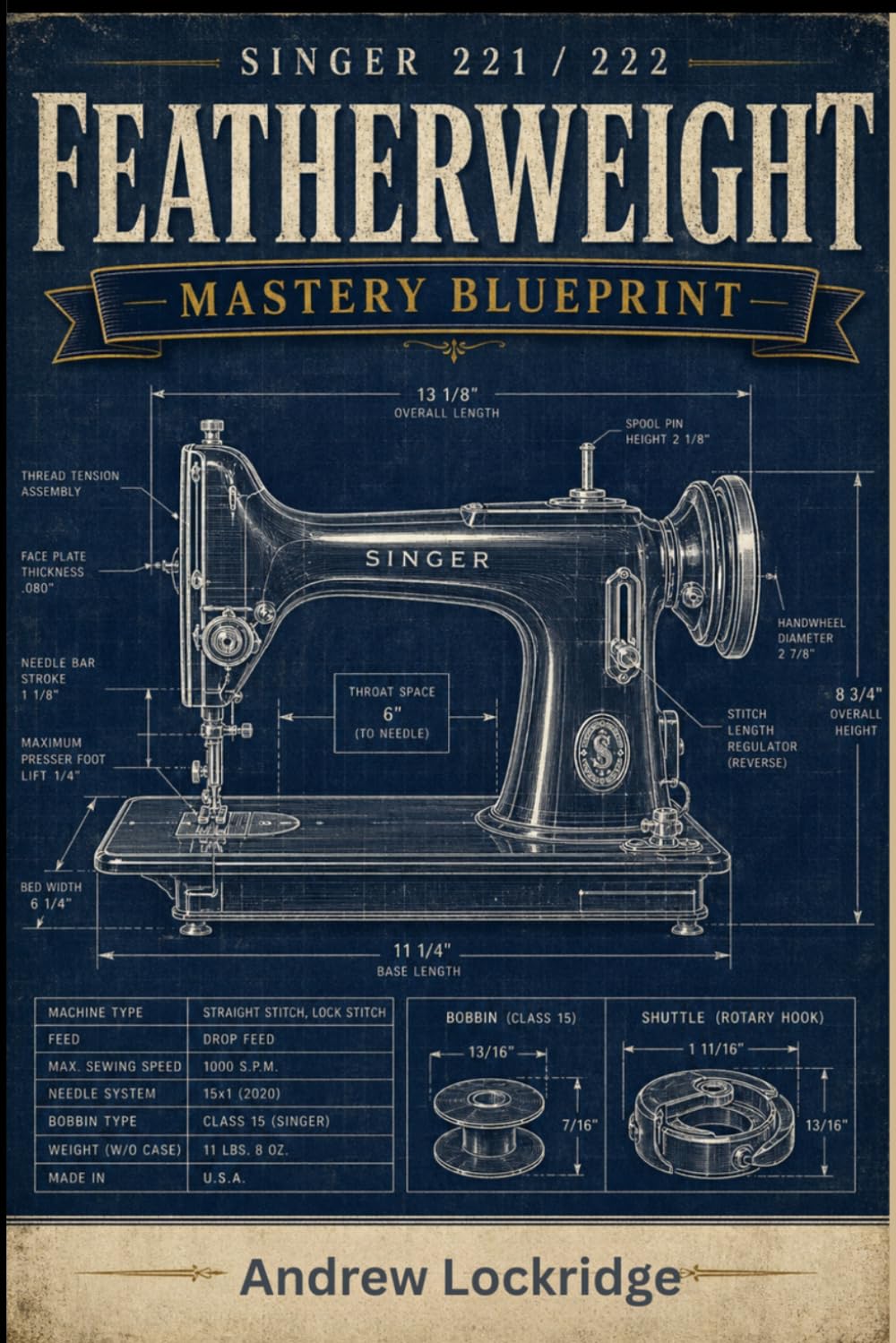 Singer Featherweight 221/222 Mastery Blueprint: The Complete Step-by-Step Guide to Restore, Maintain & Sew Flawlessly -- Fix Tension, Eliminate Jams & ... Guesswork, (COLOR) (Sewing machine books)