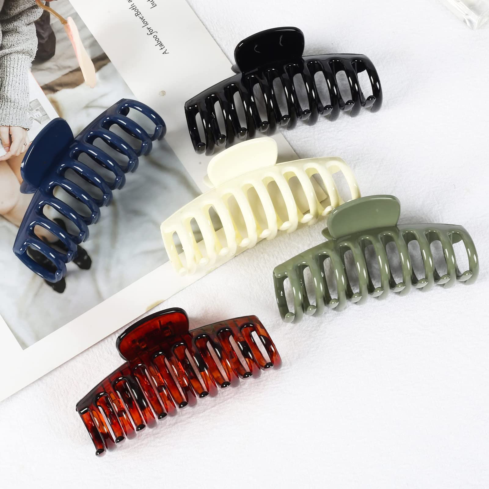 Pinzas para el cabello grandes para cabello grueso, pinzas para el cabello para niñas, pinzas para el cabello mate, pinzas para el cabello neutrales, paquete de 6