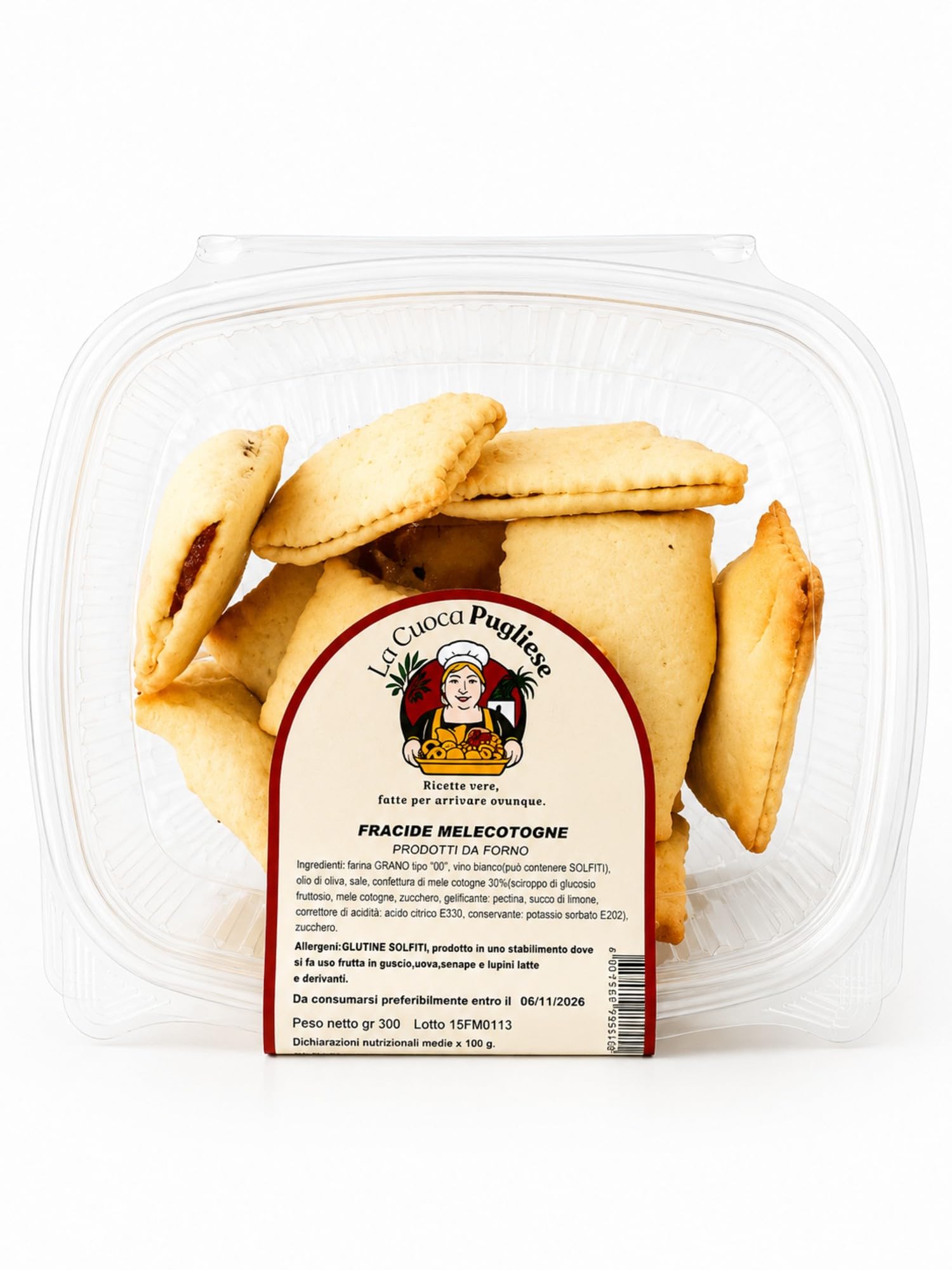 La Cuoca Pugliese - Fracide alle Melecotogne, dolci artigianali pugliesi ripieni di confettura di mele cotogne, biscotti fragranti da forno, 10 confezioni da 300 g, specialità dolciaria pugliese