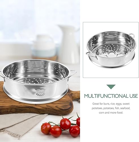 Miniatura 5 de Hemoton Cesta de vapor de acero inoxidable para cocinar, inserto de vapor multifuncional con mango cómodo, 12.00 x 9.84 x 3.14 pulgadas, plateado,