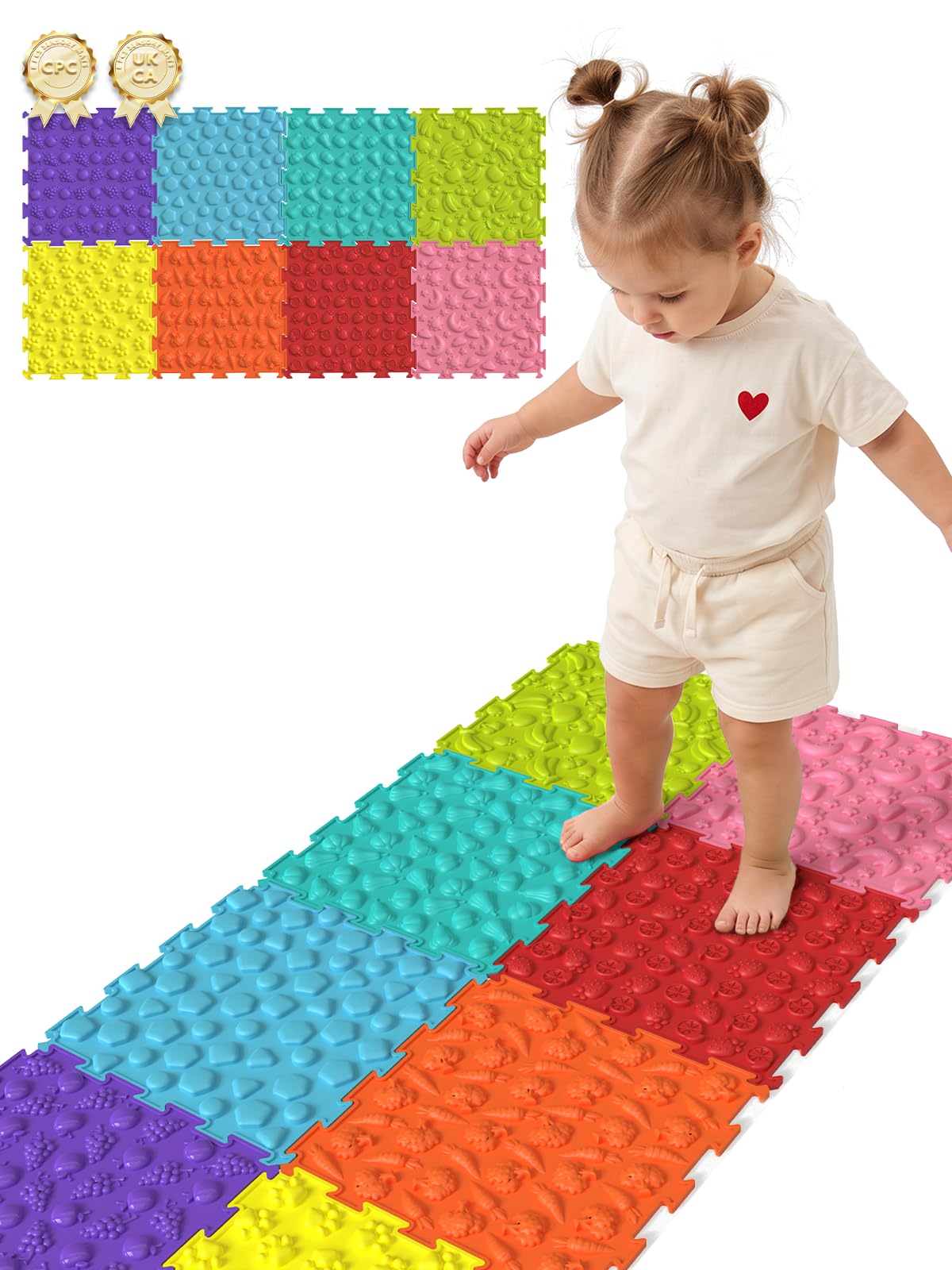 Tapis Sensoriels pour Enfants Autistes, 8pcs Tapis de Sol Jeu Puzzle