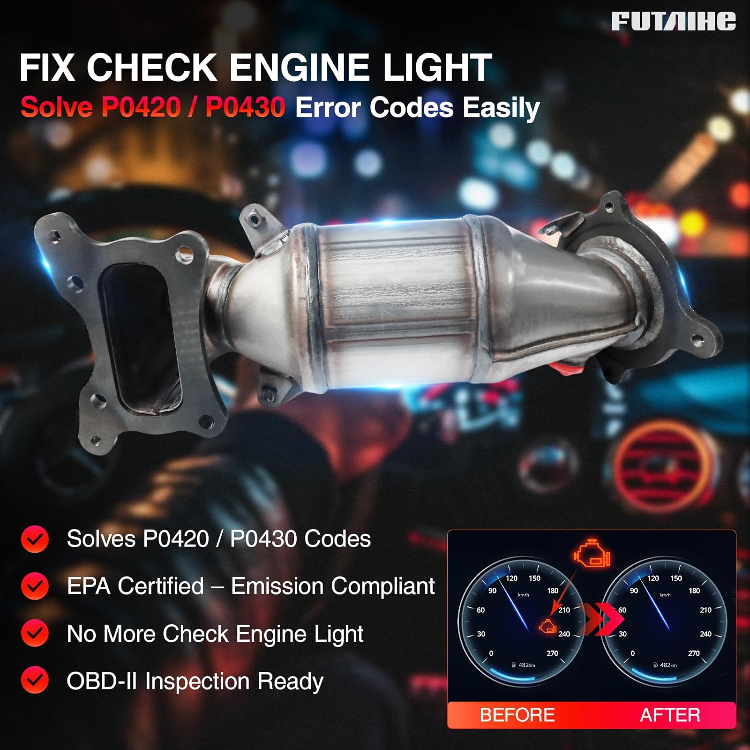 FUTAIHEフロント触媒コンバーターキット ホンダ アコード 2008 2009 2010 2011 2012 2.4L ホンダ