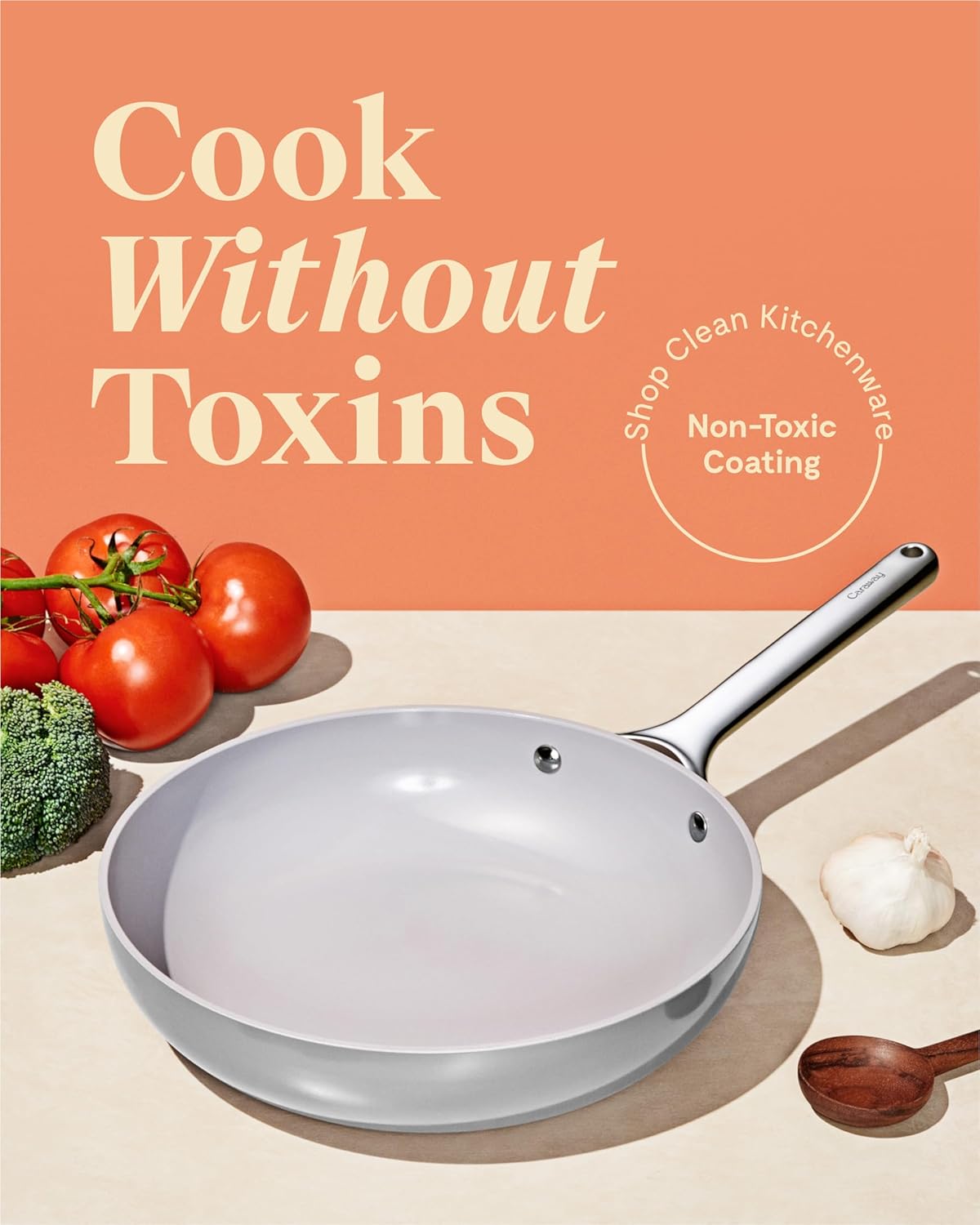 Caraway 4-Piece Fry Pan Set - Non-Stick Frying Pans (10.5” & 8”) & Non-Stick Sauté Pan - Non Toxic, PTFE & PFOA Free - Oven Safe & Compatible with All Stovetops (Gas, Electric & Induction) - Gray