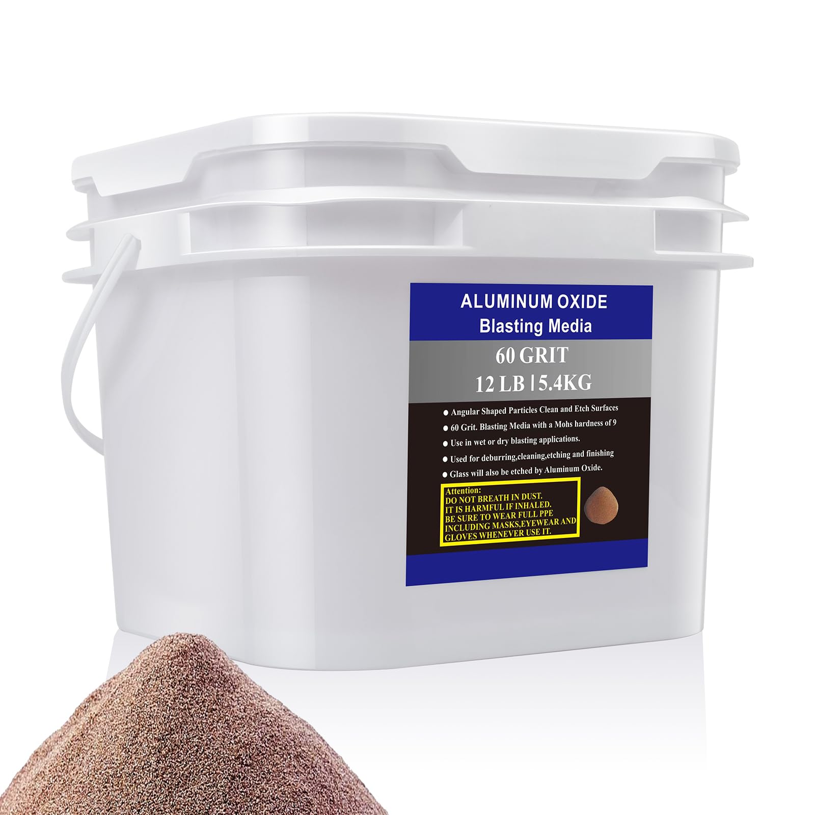 Aluminum Oxide - 12 LBS - Medium to Fine Sand Blasting Abrasive Media for Blasting Cabinet or Blasting Guns. #60 GRIT