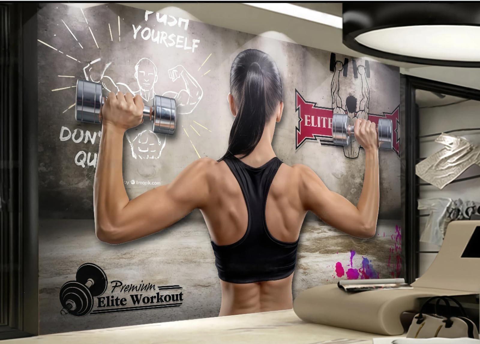 XDOUBAO Wallpaper Nostalgic Wall Hand-Painted Gym Sports Theme Shopping Mall Afternoon Tea Western Restaurant Background Wall Wallpaper Coffee Shop Mural,3D,300x210cm