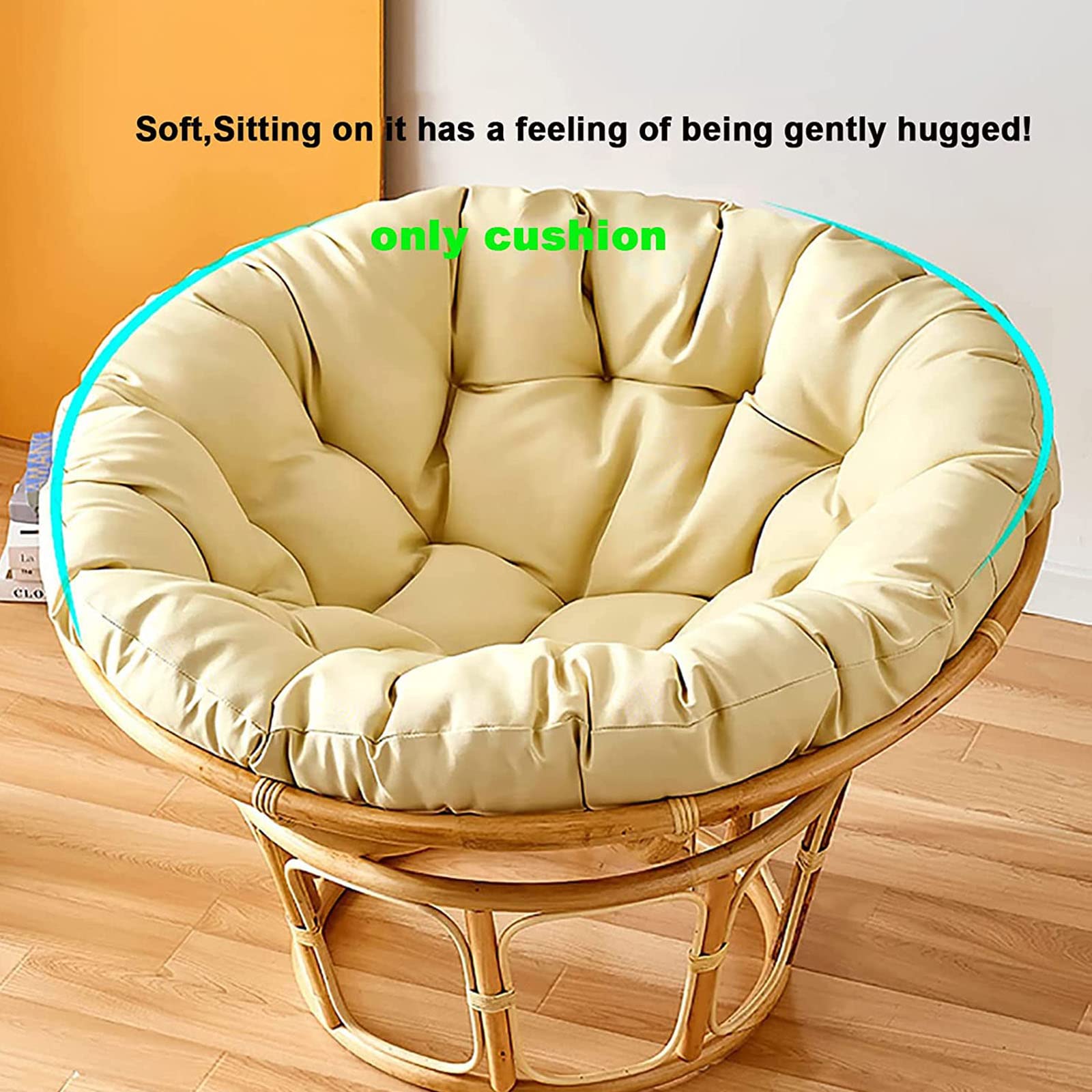 Cojín para silla Cojín para silla redondo grueso Cojín para silla redondo Cojín para silla grueso y suave Cojín para sillón reclinable Silla plegable de ratán Jardín Patio (Sin silla) Cojín para silla