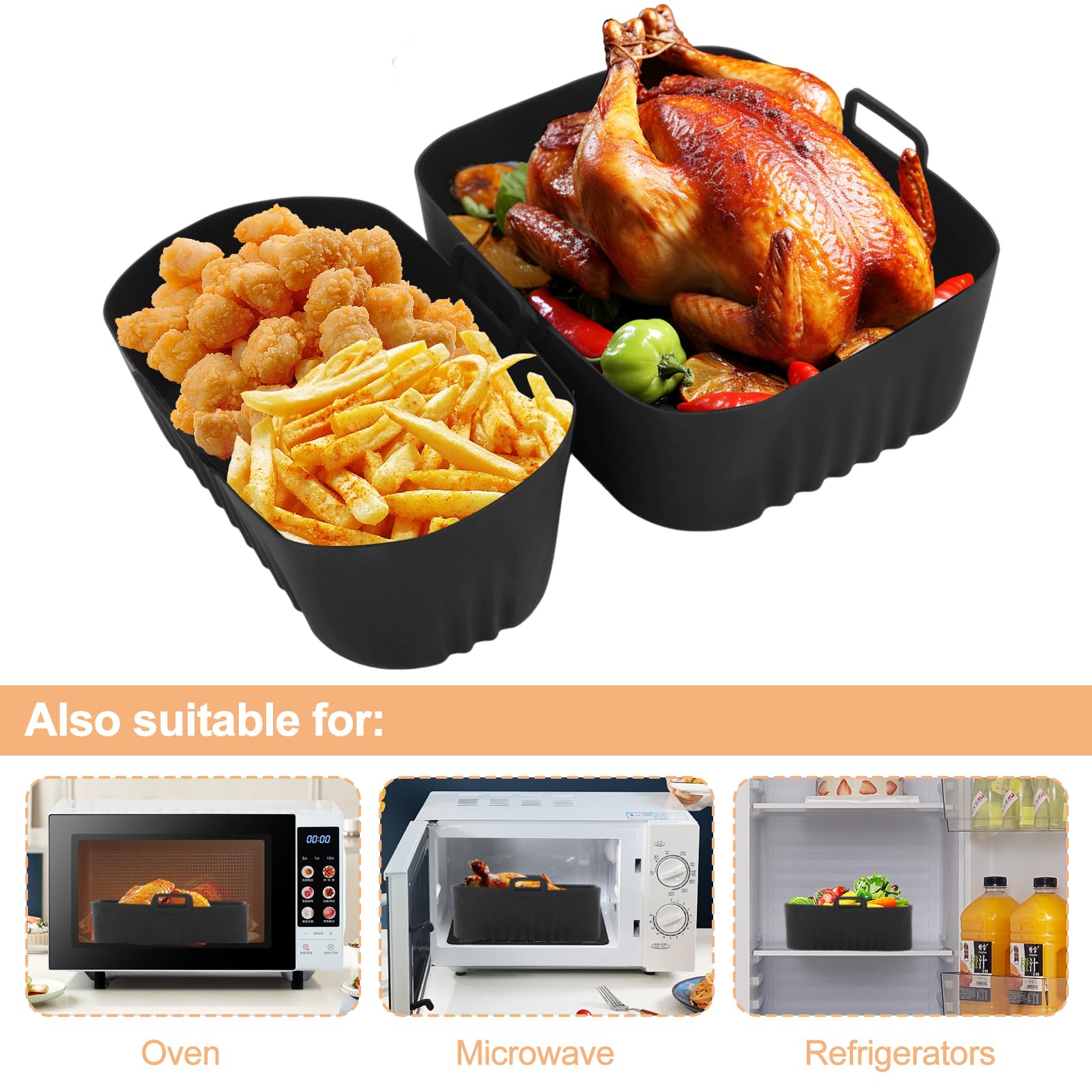 Air Fryer Silicone Liner for Philips Dual Basket Air Fryer 3000 Series 6L/3L,2-Pack Reusable Dual Airfryer Liners Air Fryer Accessories for Philips 9L 2-Drawer Air Fryer NA350/00