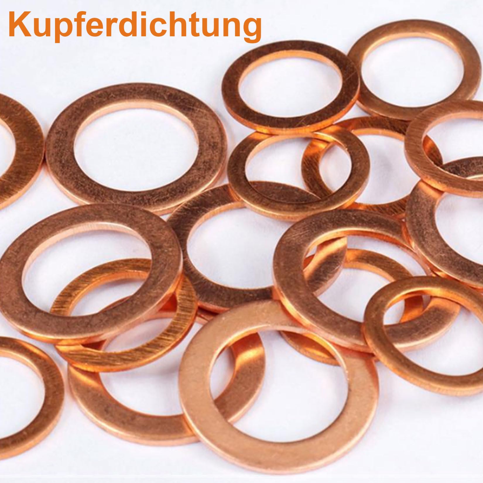 30 PzRondelle Rame Tenuta Olio, M14 Rondella Piatta, Kit Guarnizioni Idrauliche, Anello Di Tenuta, Set Di Rondelle Piatte, Guarnizione Rondelle In Rame Per Tappi Olio Motore Montaggio - Foto 2