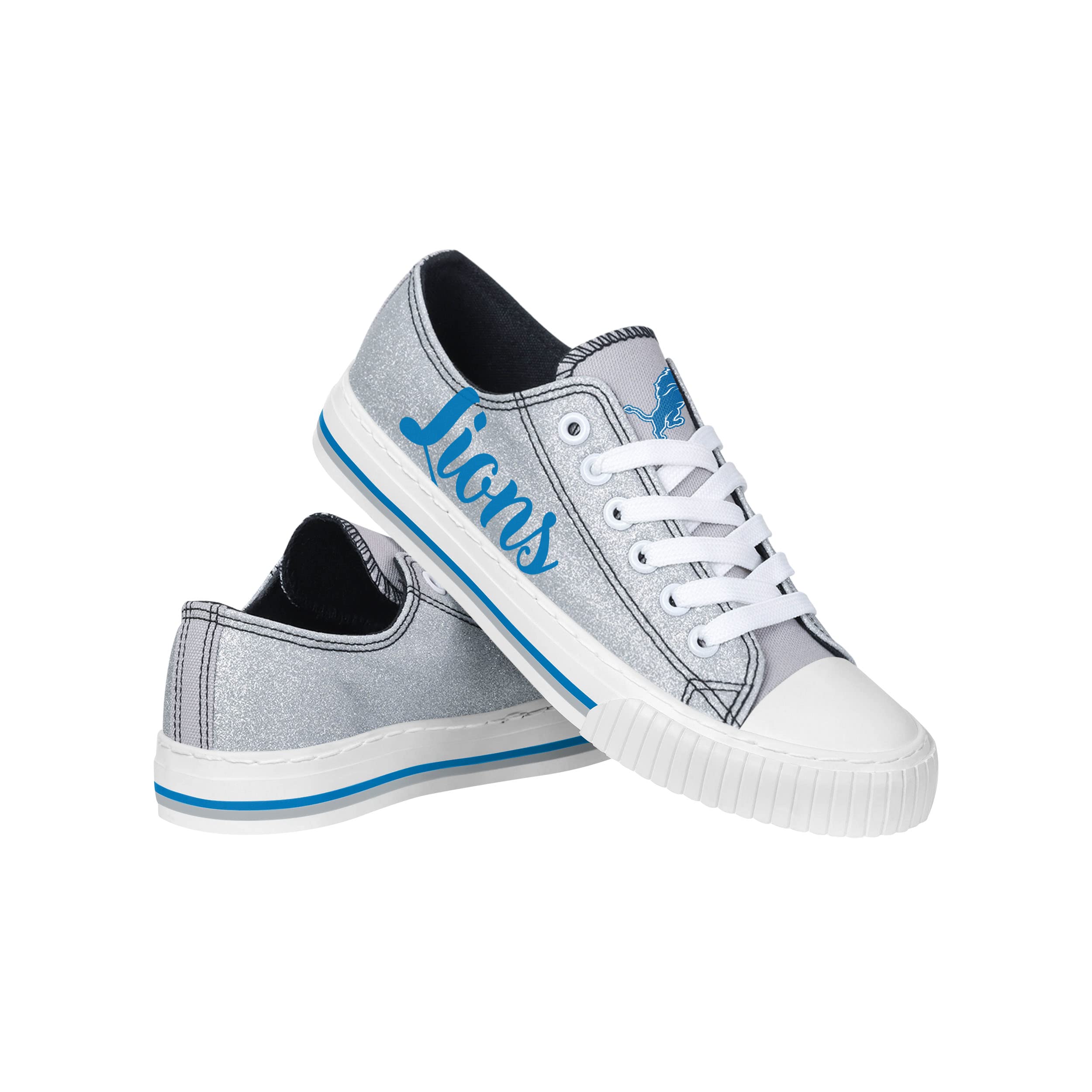 FOCO Womens NFL Team Logo Ladies Fashion Color Glitter Low Top Canvas Sneakers Shoes