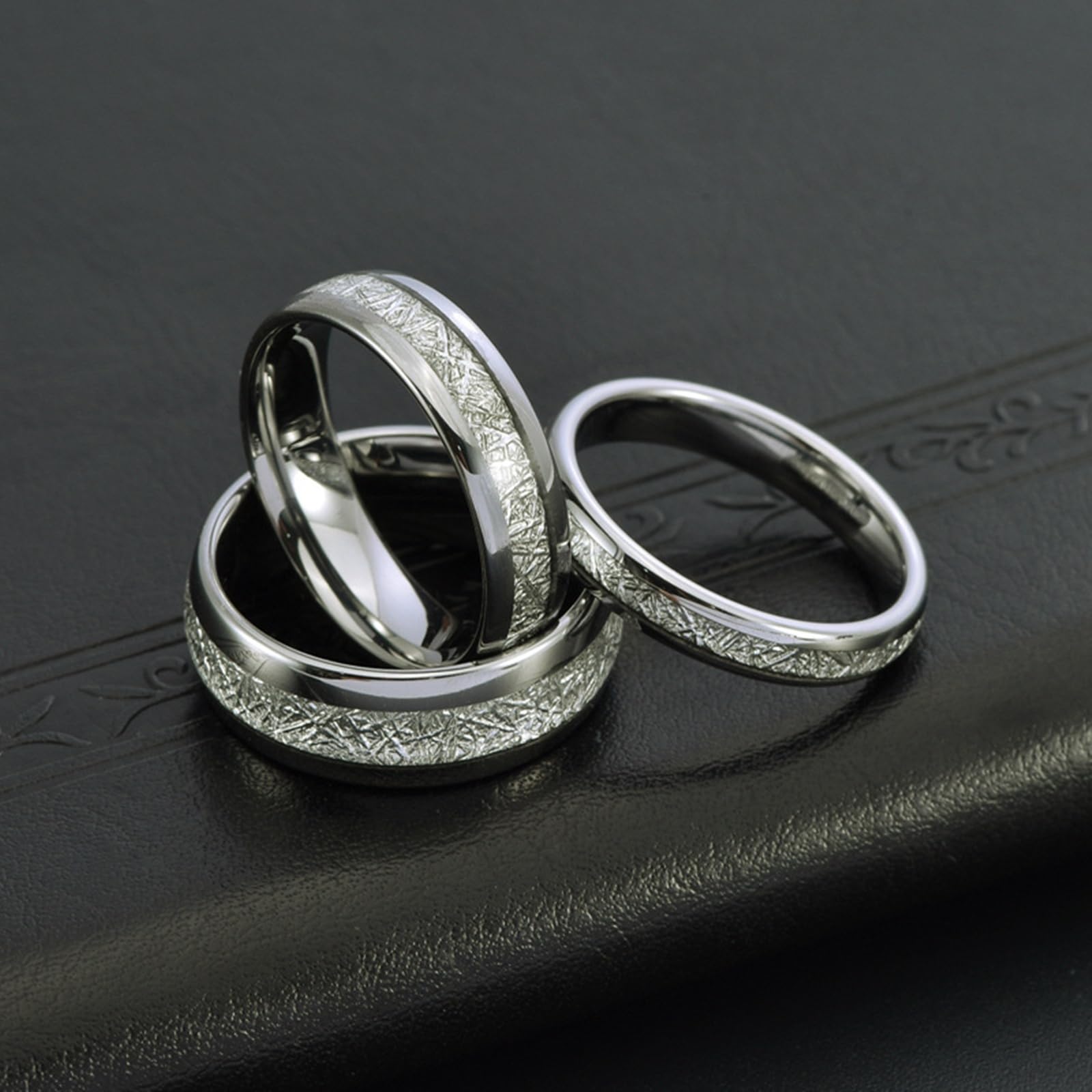 Epinki Anello da uomo in tungsteno, 4/6/8 mm, argento satinato, a cupola