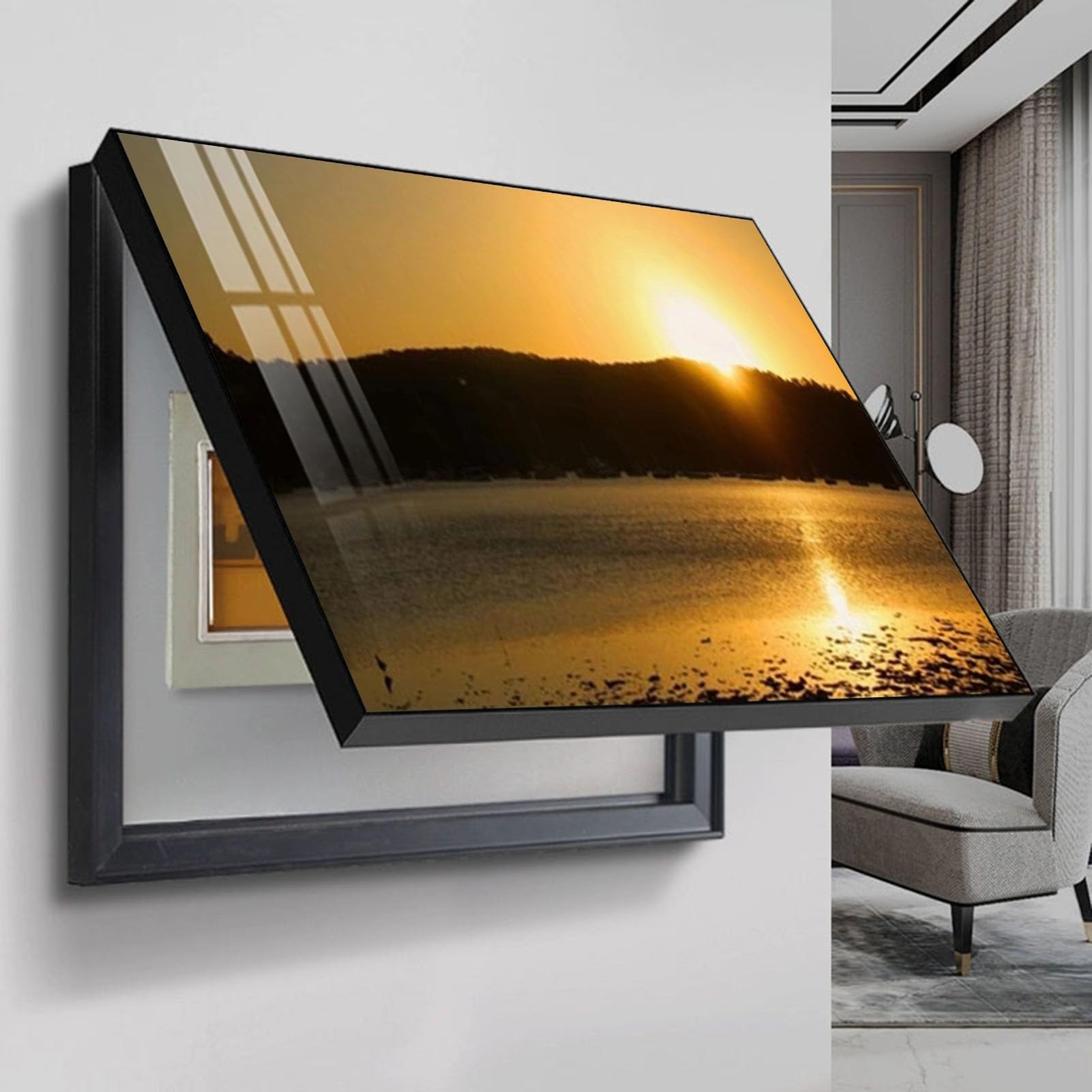 MINGX Copri Cassaforte A Muro Coperchio della Scatola del Contatore Elettrico Contatore Elettrico Coperchio Decorativo Moderno per Coperture Nascondersi(C,40x50cm)