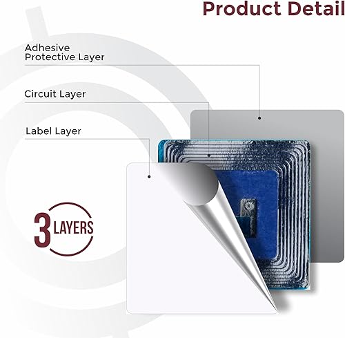 Miniatura 3 de 10000 etiquetas de seguridad de papel 1.5 x 1.5 pulgadas RF 8.2Mhz blanco compatible con puntos de control - Etiquetas antirrobo prácticas y